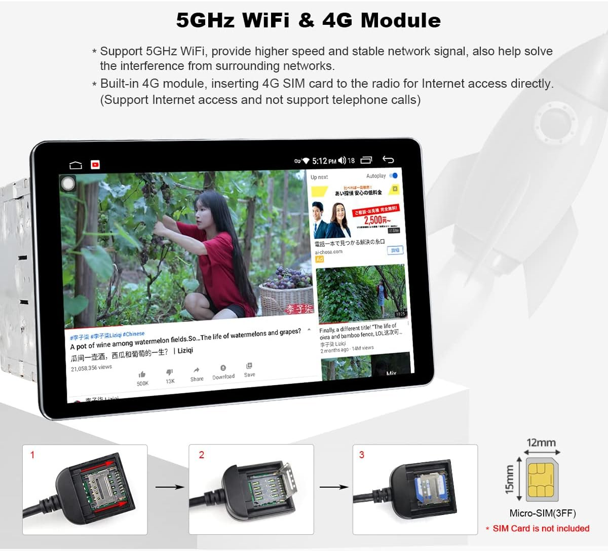 JOYING Android Car Stereo 8 Inch Double Din Android 10 Car Radio 6GB+128GB Octa Core Auto Head Unit with 1280 X 800 Full Touch Screen Support Android Auto/Bluetooth 5.1/Fast Boot/Wifi/Back-Up Camera image number 5