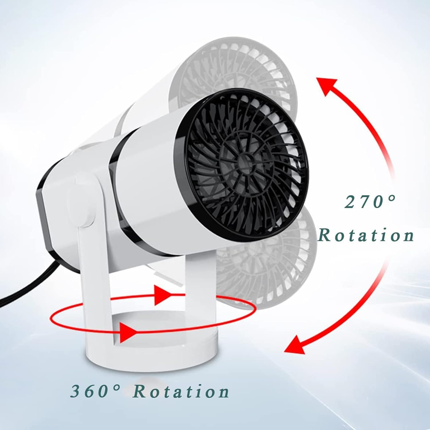 Car Heater, 12V 150W Portable Car Heater De-Icer, 360&deg; Rotatable Car Fans with Heating & Cooling Function, Fast Heating Insertable Cigarette Lighter Rotary Defroster Defogger,Black&White