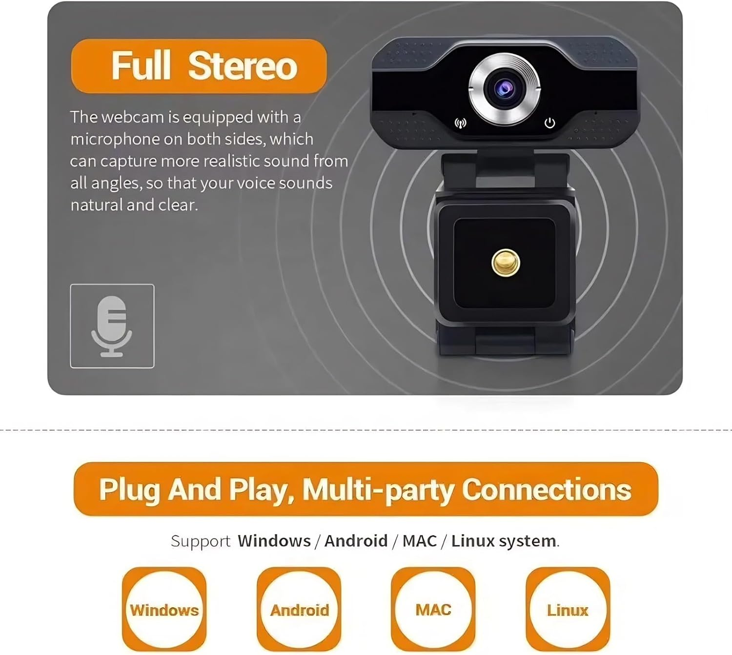 1080P Webcam with Microphone Cheap Gaming Camera with Microphone, HD Webcam HD 1080P Autofocus Webcam USB with Microphone for Laptop PC for Online Classes Conference Video Calling Streaming Webcams image number 6