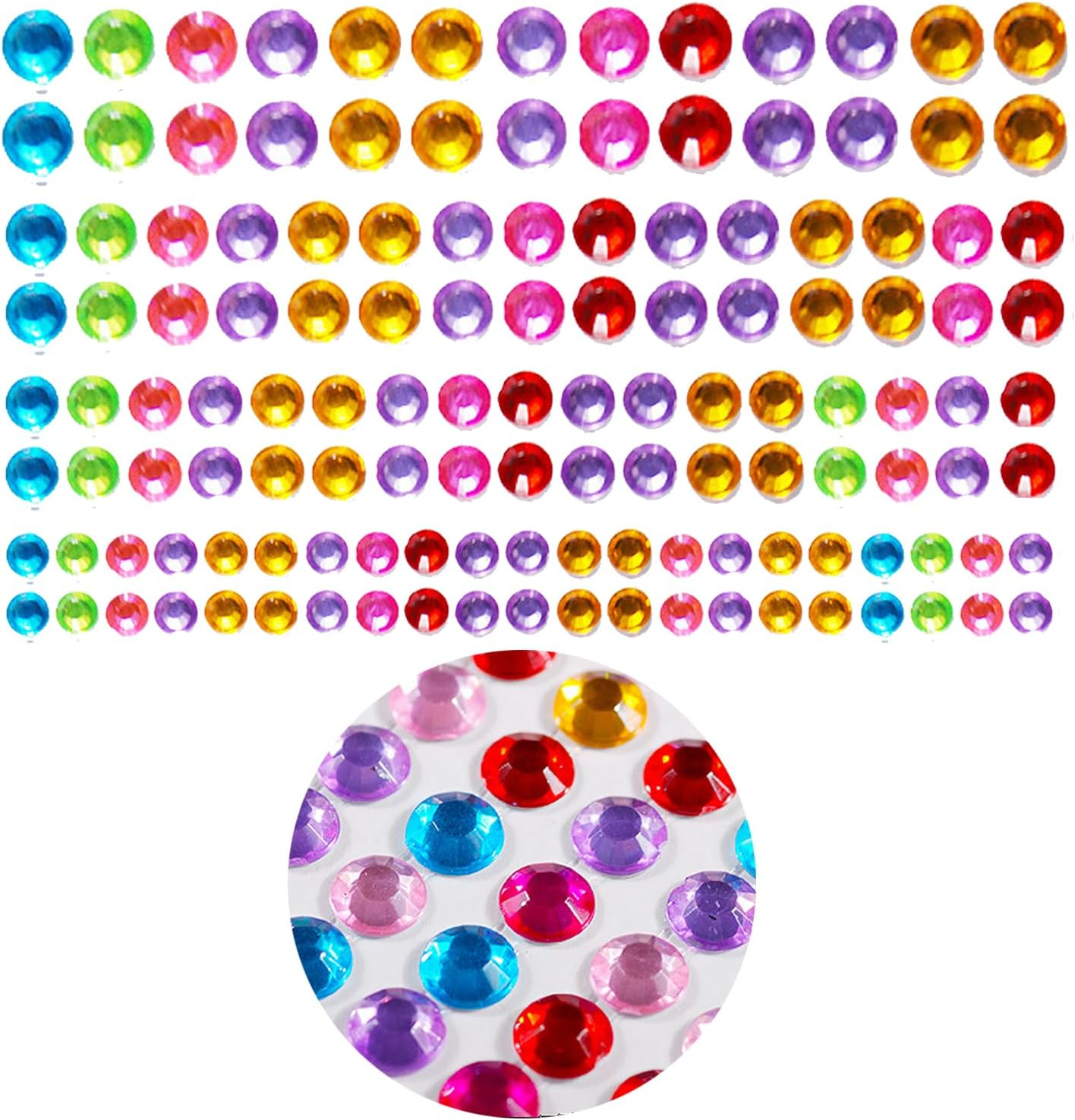 Taicols Rhinestone Sticker Self-Adhesive Jewels Sticker, 2834 Pcs Self Adhesive Gems Stickers, Crystal Gem Flat Back Stickers Adhesive Half for Makeup DIY Nail Earrings Phone Case(Diamond-White)