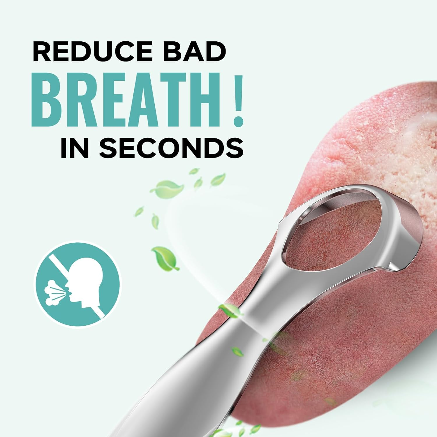 RONAVO Tongue Scraper Tongue Cleaner (2024) Tongue Scraper for Adults Portable Storage Tongue Coating Removal Bad Breath Care Metal Tongue Scraper with Green Carrying Case - Black image number 2