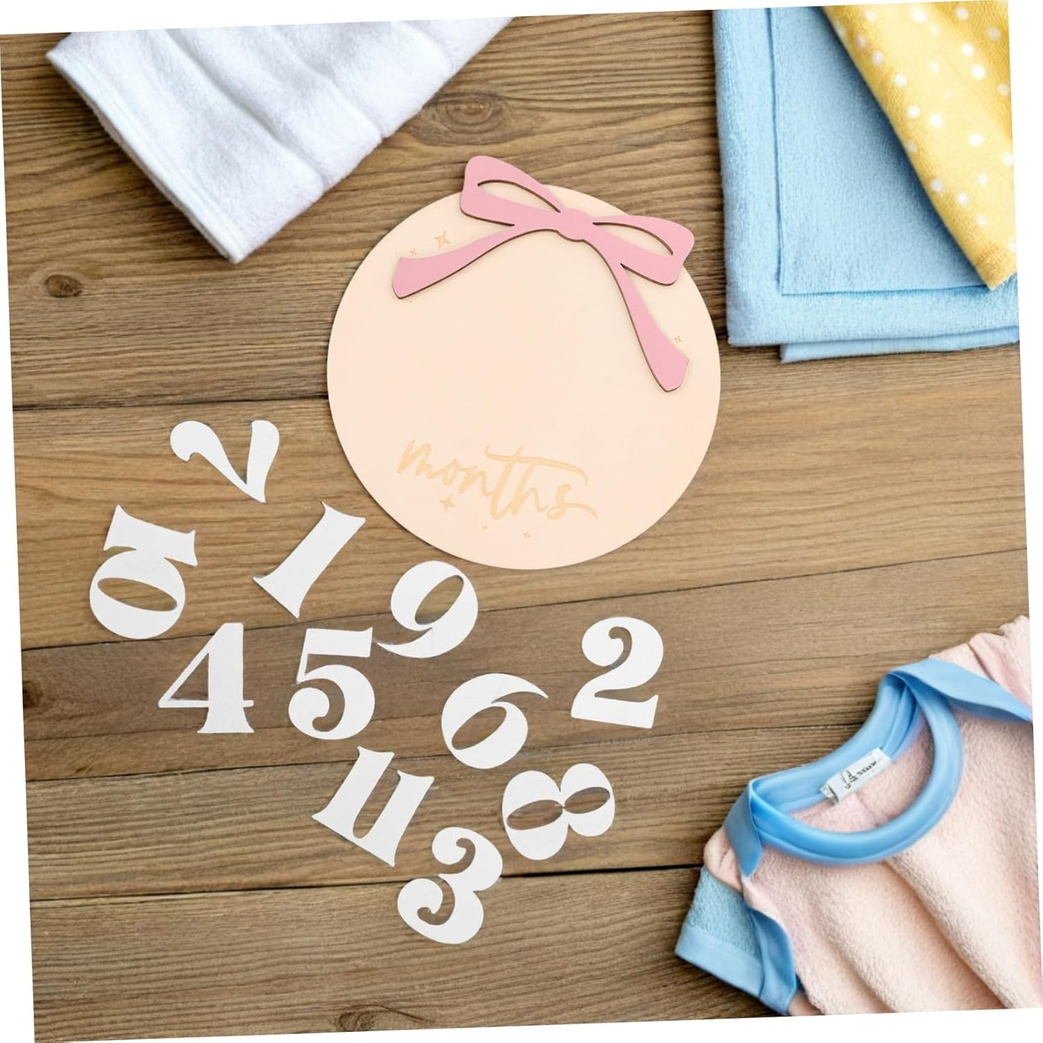 Hohopeti Newborn Calendar Monthly Milestone Wooden Discs for Photoshoots Growth Documentation Boy Girl Milestone Signs image number 4