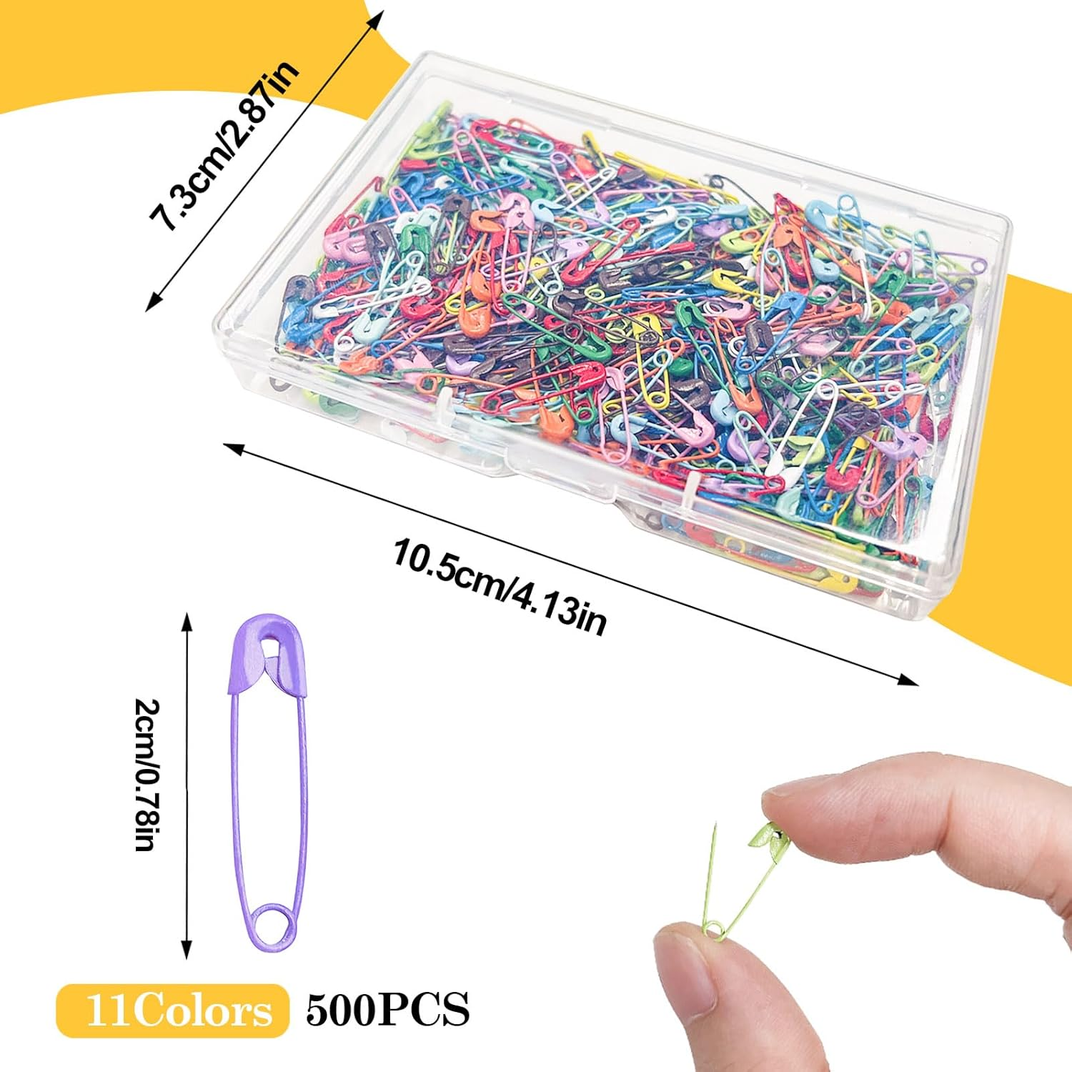 Koceci 500 PCS Small Safety Pins, Colorful Safety Pins with Storage Box Metal Knitting Stitch Markers, Tiny Safety Pins for Clothes, Name Tags, Crafting (500) image number 2