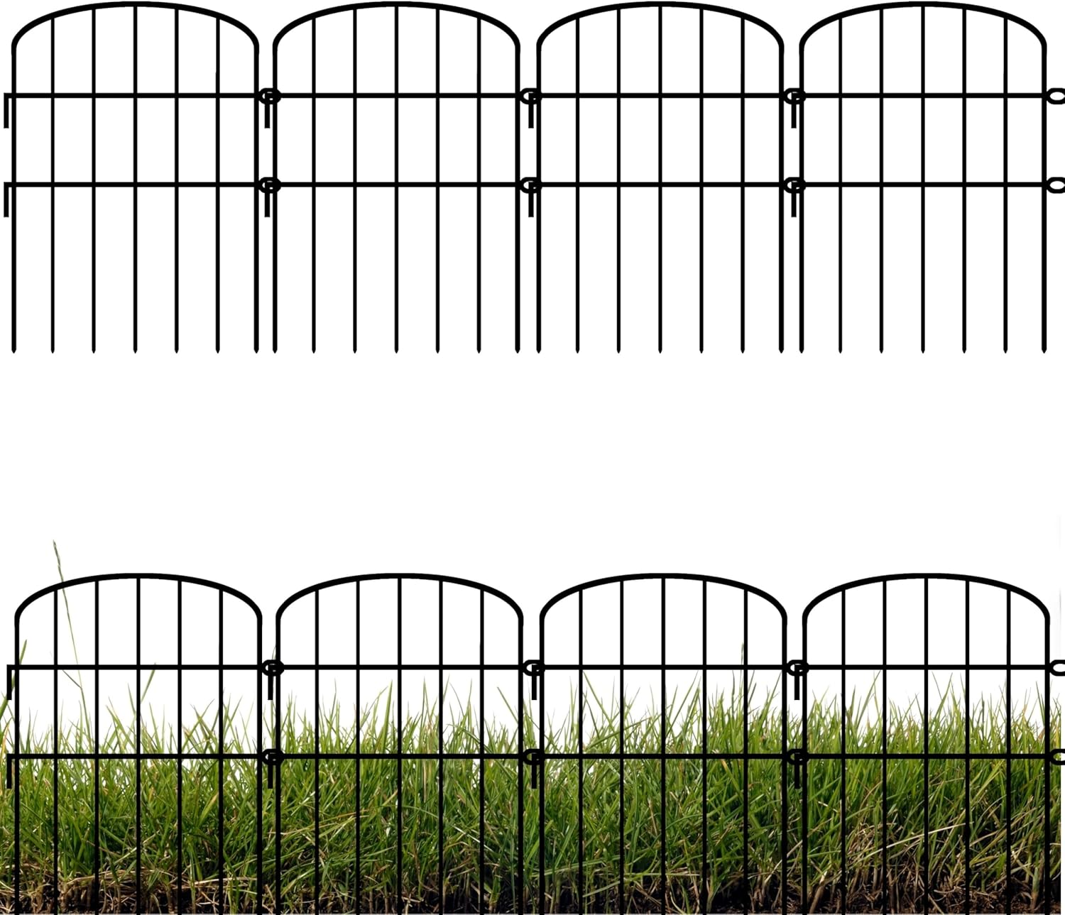Shoplala Garden Fence (10 Panels) 12In(L) X 16.5In(H) Animal Barrier Fencing Rustproof Metal Wire Flower Edging for Landscape Patio Outdoor Decor, Tall Large Yard Fences for Dog No Dig Black D-K16.5 image number 6