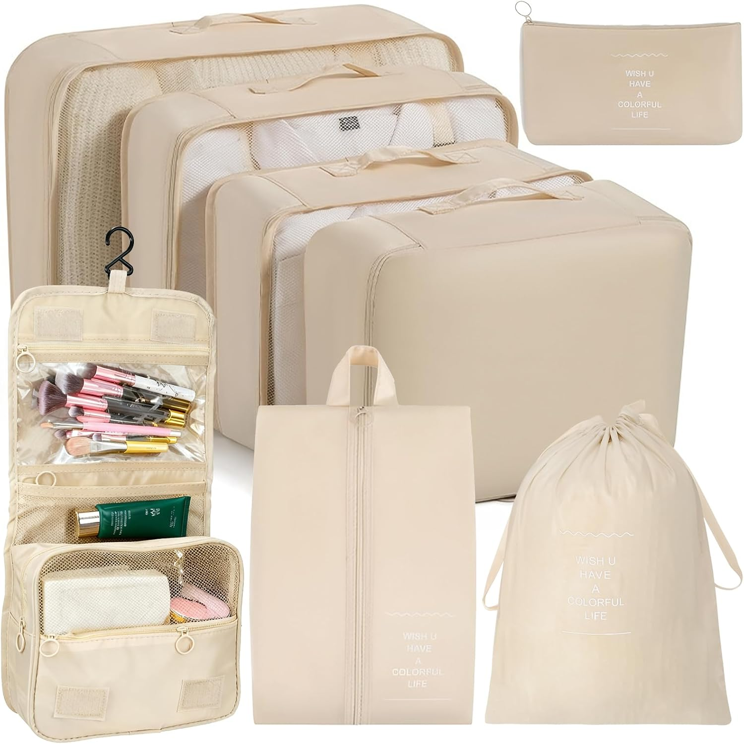 Smlper 8-Set Packing Cubes, Packing Organizer with Various Sizes, Lightweight Luggage Organizer for Carry-On, Suitcase & Travel Accessories (Dark Blue)