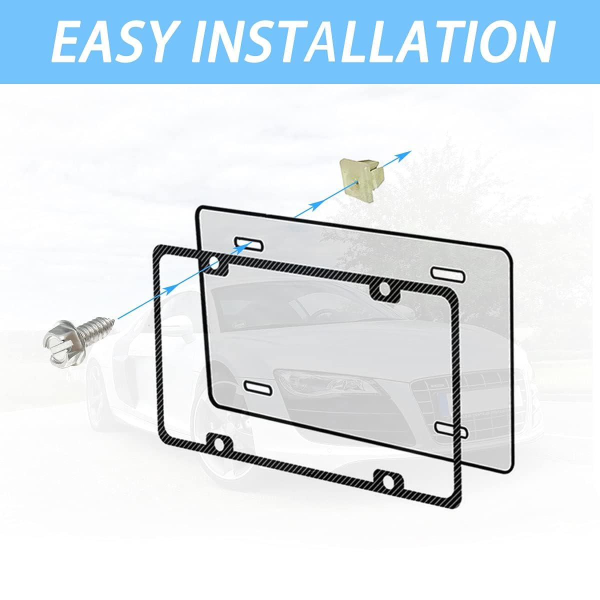 Universal License Plate Screws for Fastening License Plates, Nylon Screw Inserts, Frames and Covers on Cars and Trucks (Black) image number 4