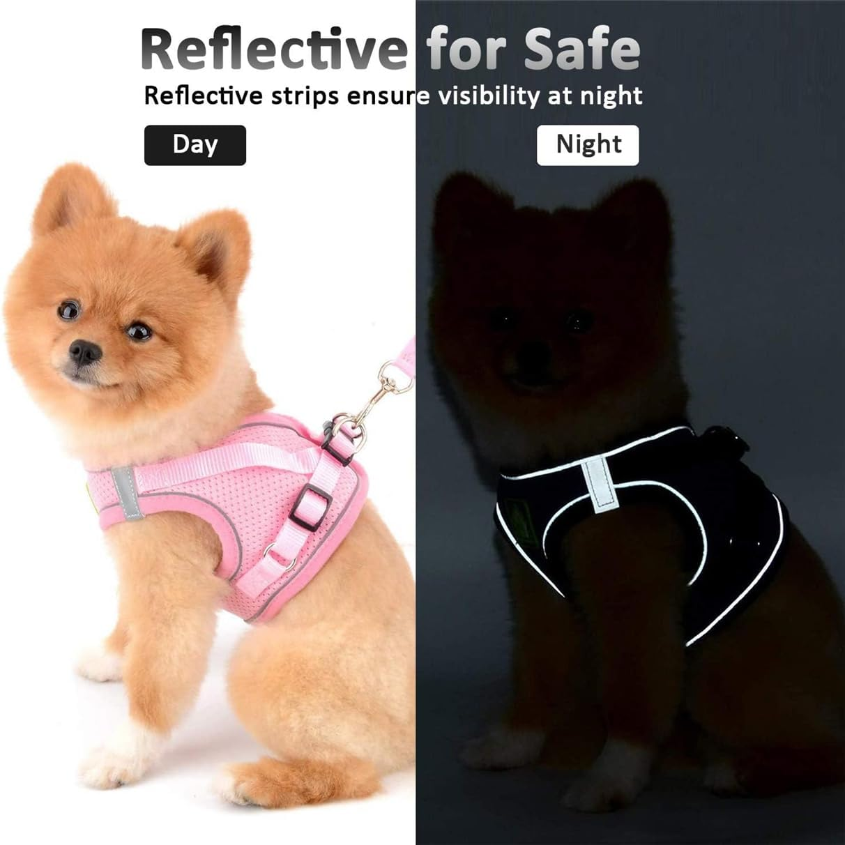 Puppy Dog Harness and Leash Set, No-Pull Pet Vest for Small Dogs and Cats, Easy Control Vest Harness with Adjustable Straps and Reflective Strip for Outdoor Walking Training (Size L,Black) image number 5