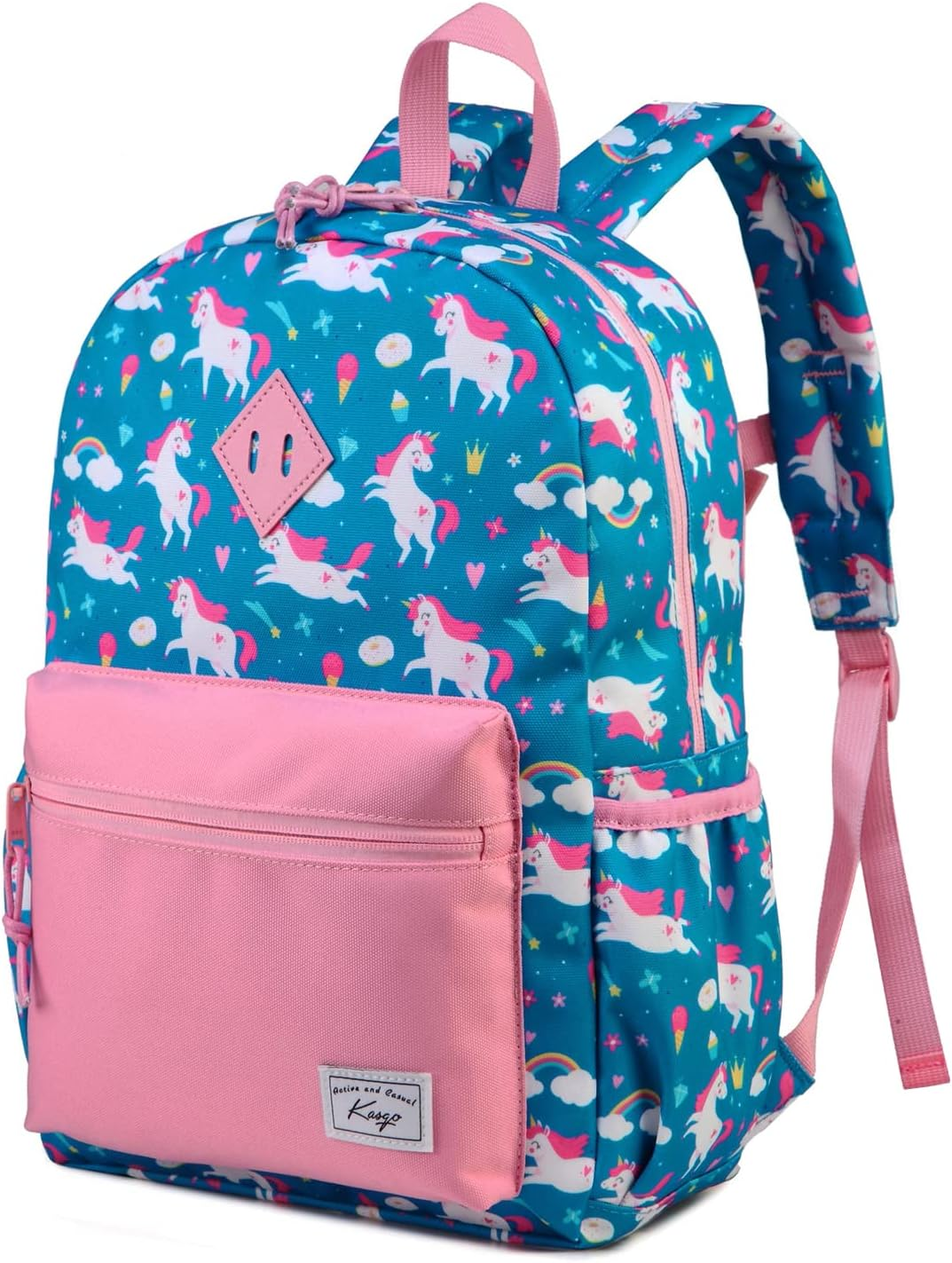 Kasqo Kids Backpack, Water Resistant Lightweight Toddler Schoolbag for Boys Girls Preschool Bookbag with Chest Strap, Age 5-9 Years Old