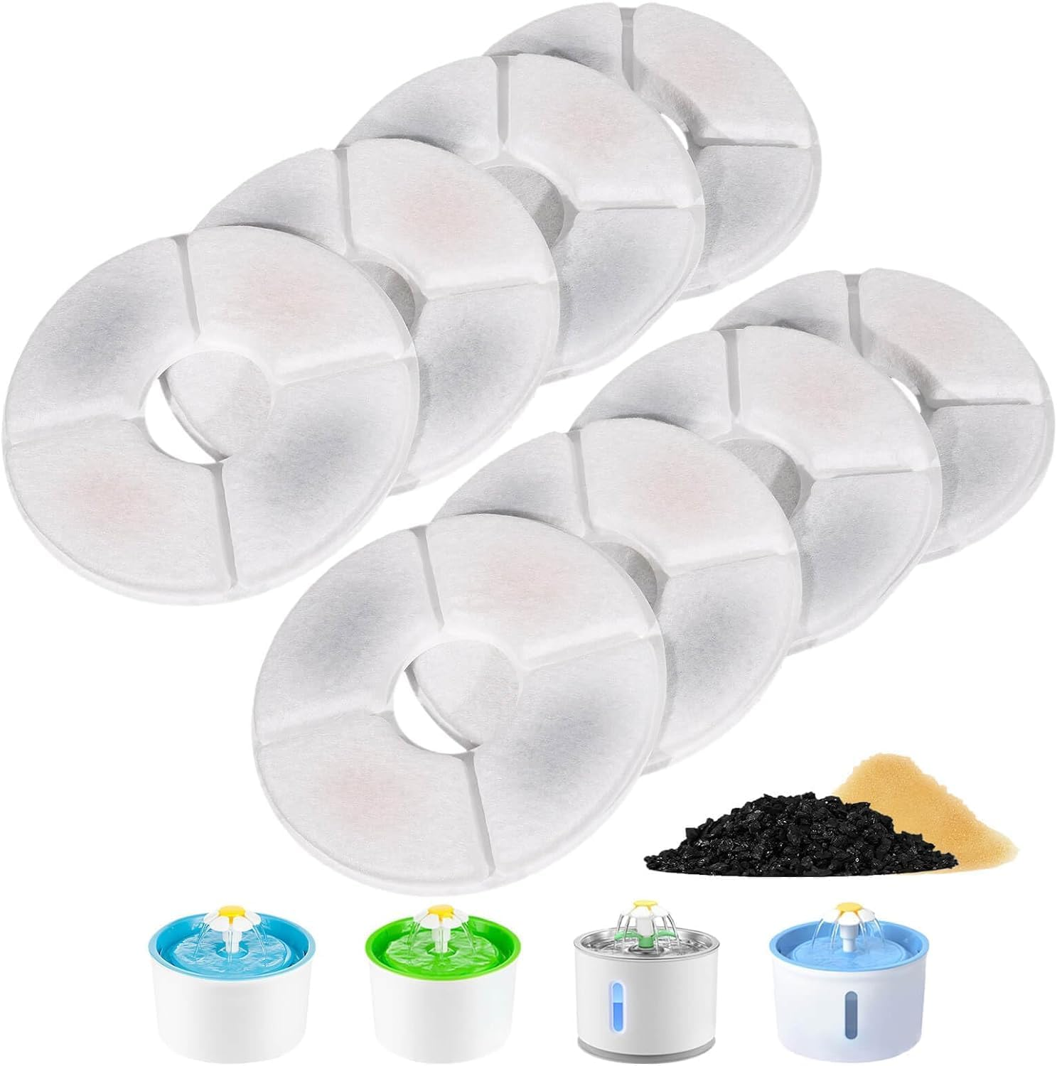 Star-Wood Cat Water Fountain Replacement Filter, 8 Filter Pack, Compatible with Most Cat Fountains and Pet Water Fountains, Activated Carbon Filter