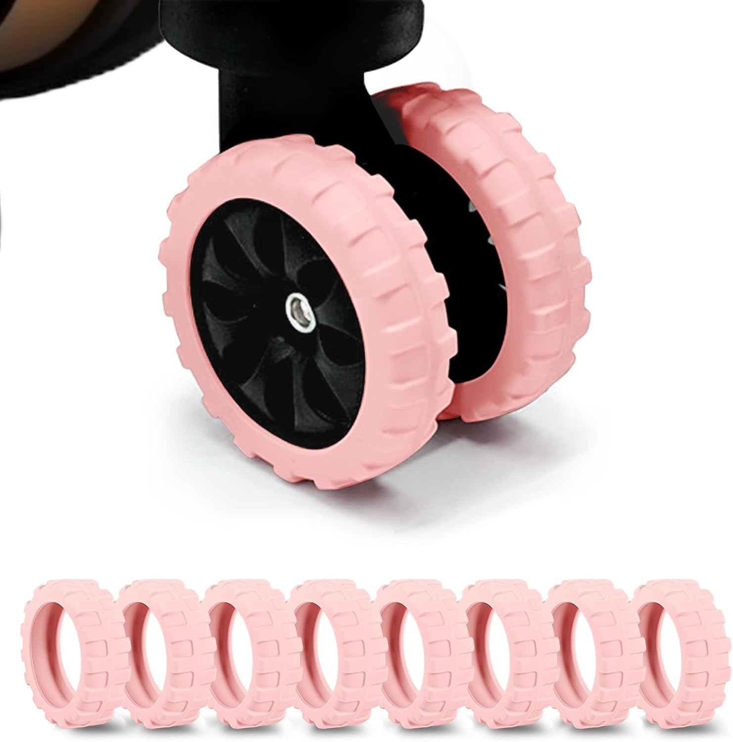 Luggage Wheel Protectors Covers 8 Pieces Suitcase Wheel Protectors Luggage Compartment Protection Silicone Cover for Wear-Resistant, Anti-Noise, Essential Travel Accessories Grey