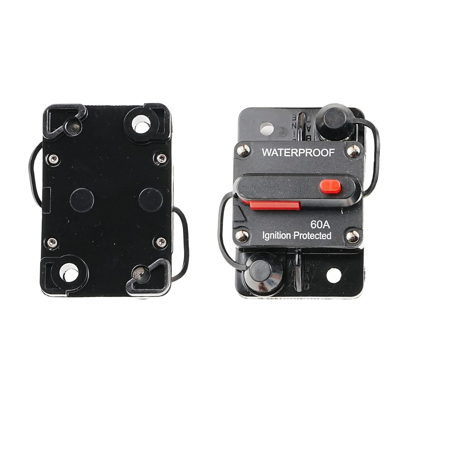 LEVANLIGHTING 2Pcs 60Amp Circuit Breaker DC 12V-48V with Inline Fuse Manual Reset Waterproof for Marine Boat Car Truck Solar Power Systems image number 3