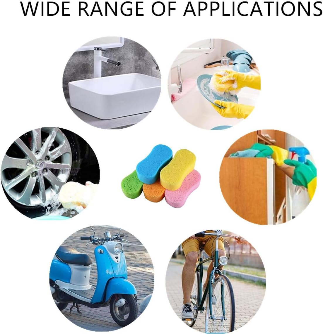 3 Pack Car Wash Sponge,Car Beauty Wash Cotton, Big High Foam, Scratch-Free Finish, Compression Sponge Does Not Deform,For Kitchen, Bathroom, Household Cleaning(Random 3-Color Mix) image number 2