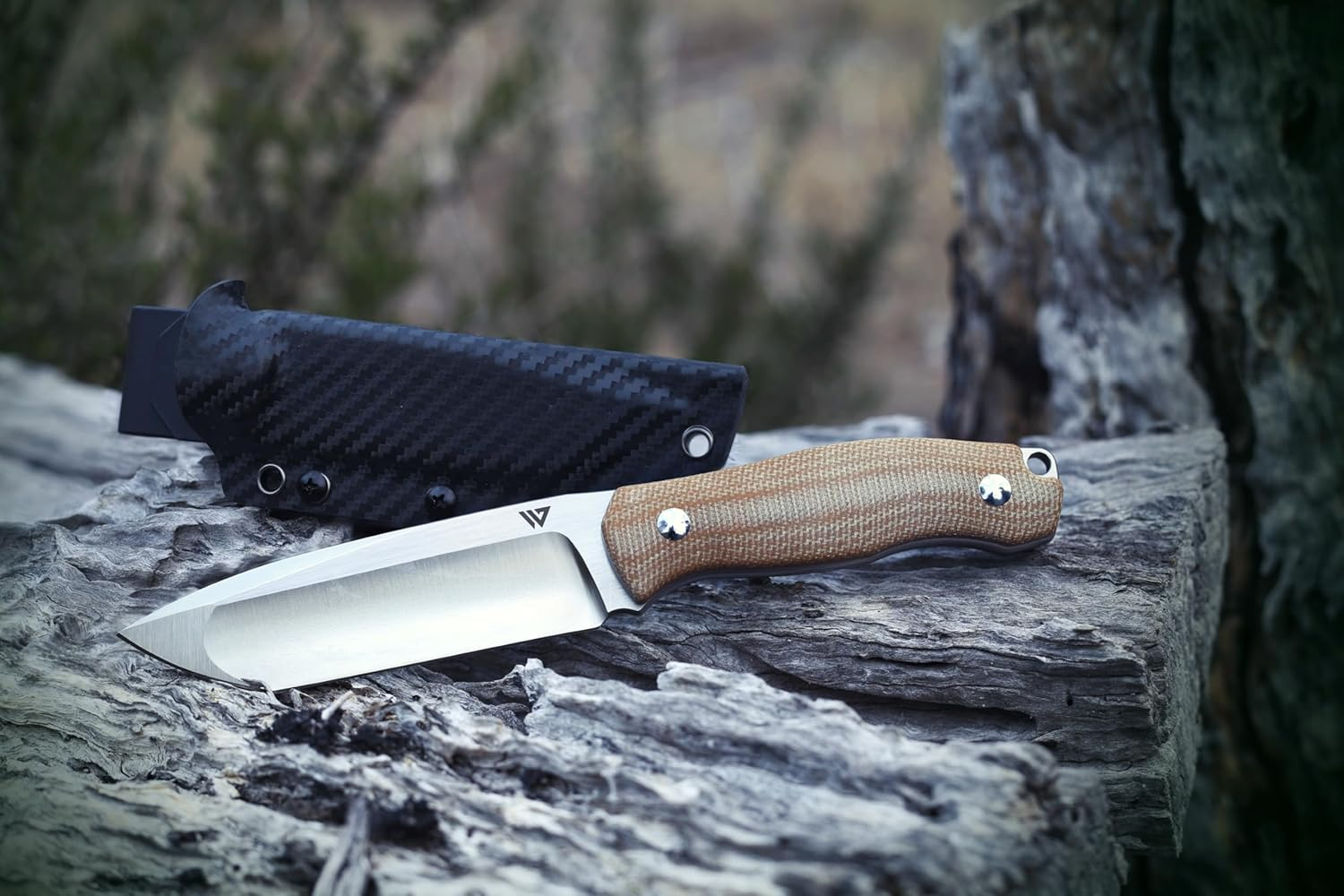Wilora Crest Drop Point Knife &ndash; Full Tang Fixed Blade with Kydex Sheath and Linen Micarta Handle &ndash; Outdoor Survival, Bushcraft & EDC Knife image number 2