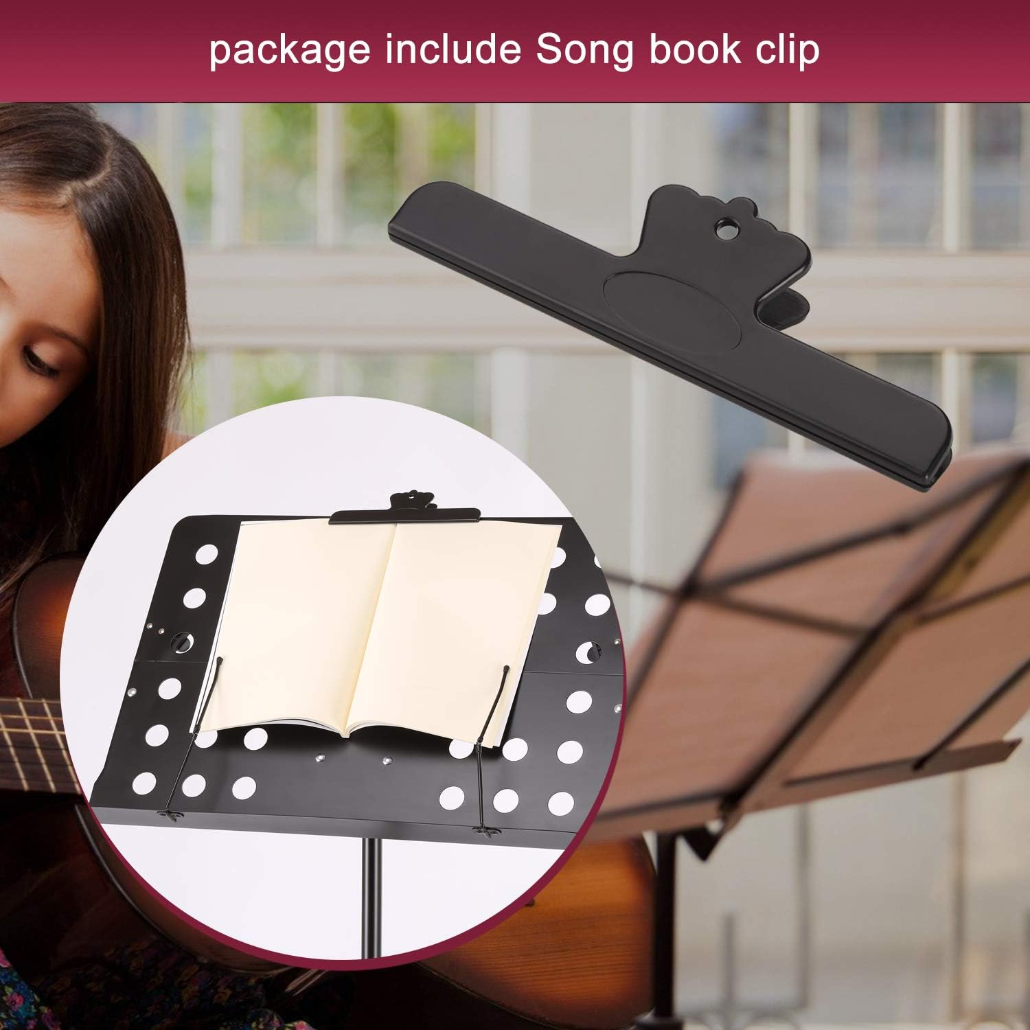 IMAGE 55-160 Cm Sheet Music Stand Adjustable and Foldable Travel Metal Music Stand with Music Tray, Carrying Bag, and Music Sheet Clip Holder for Instrumental Performance image number 1