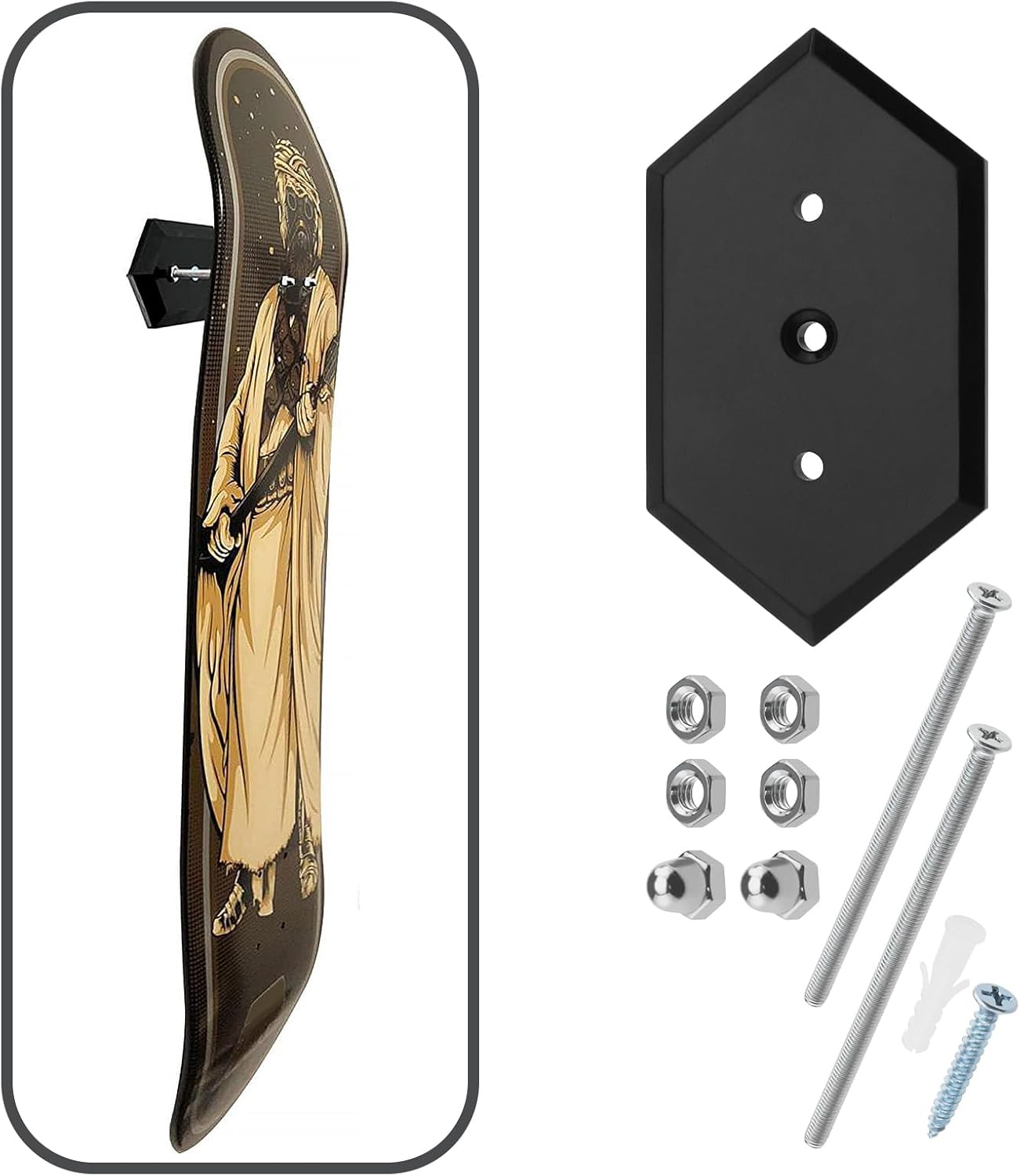 Ecsing 2 Sets Wall Mount Skateboard Hanger Acrylic Skateboard Deck Rack Stand Bracket Floate Effect for Skateboard Deck Display and Storage Black image number 2