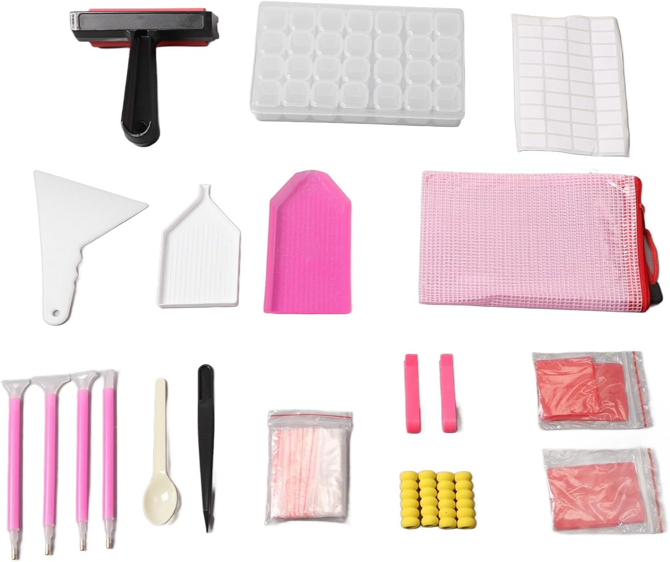 Rhinestone Painting Tool Set Complete DIY Kit with 28 Compartments Pink LED Light for Crafters image number 6