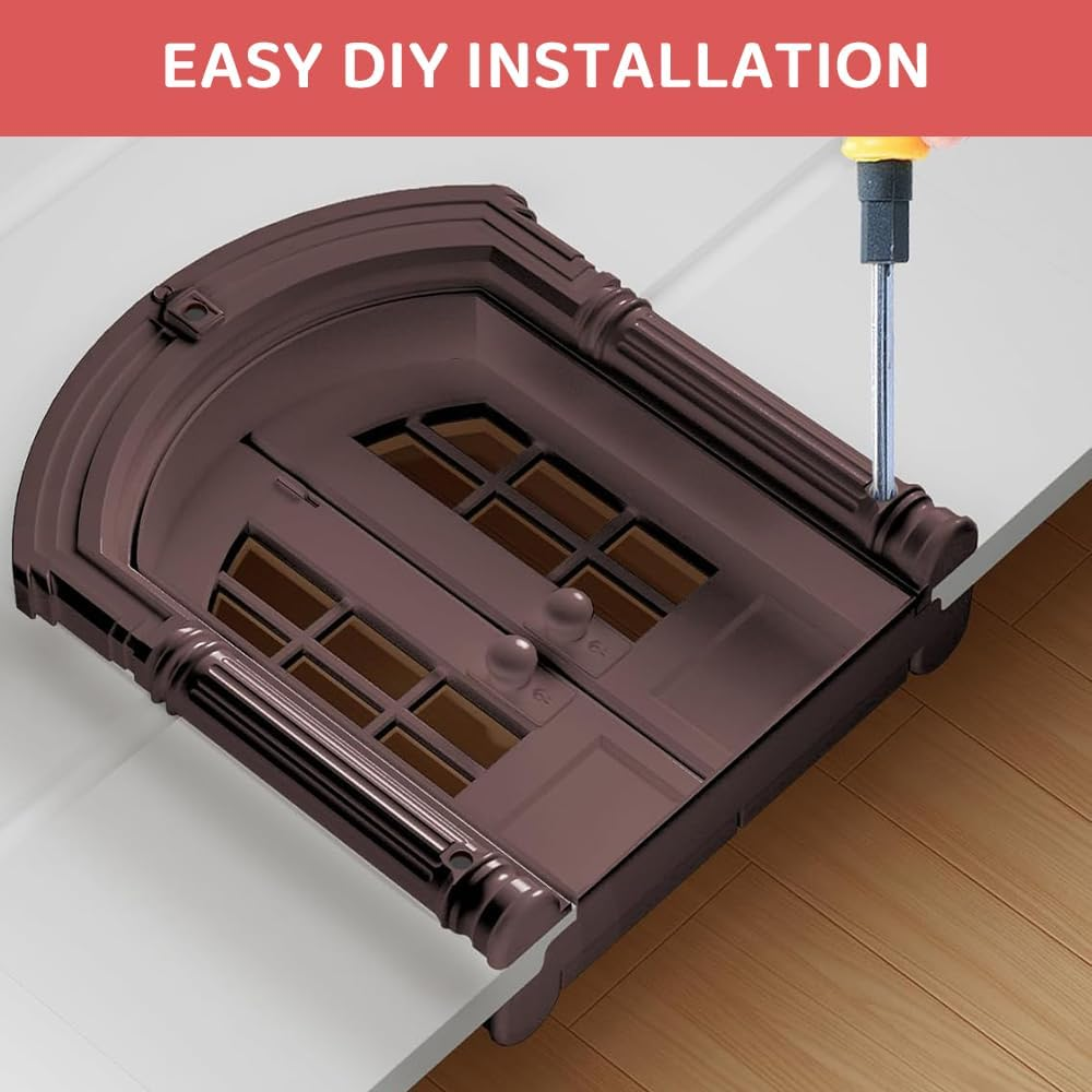 JIUSEGE Indoor Cat Door &ndash; No-Flap French Bi-Fold Pet Door for Cats up to 11 KG, Odor-Isolating Design, Easy DIY Installation, Secure Fit, Brown &ndash; 24 X 27.5 X 7.2 CM image number 6