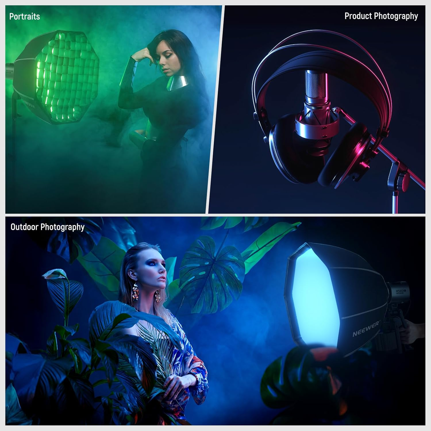 NEEWER Octagonal Softbox 50Cm with NEEWER Mount(Not Bowens Mount),Octabox Softbox Folding &Quick Installation with Honeycomb Light Diffuser/Grid for MS60 MS60B MS60C MS150B LED Video Studio Light,Ns4P image number 1