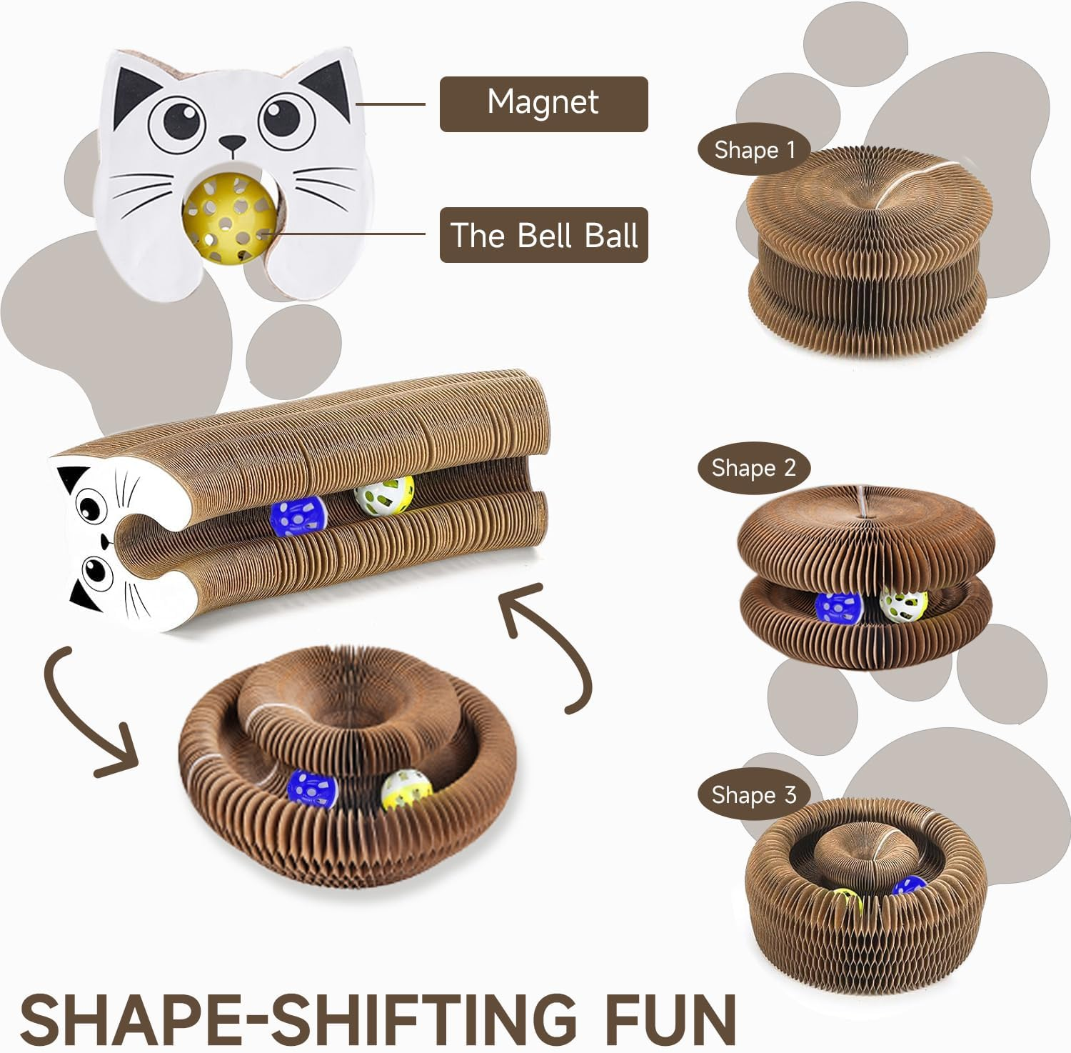 LMXMGRG Cat Toys Interactive Magic Organ Cat Scratcher Reversible Cat Toys for Indoor Cats with Two Balls Cat Scratching Board for Grinding Claw Furniture Protector image number 2
