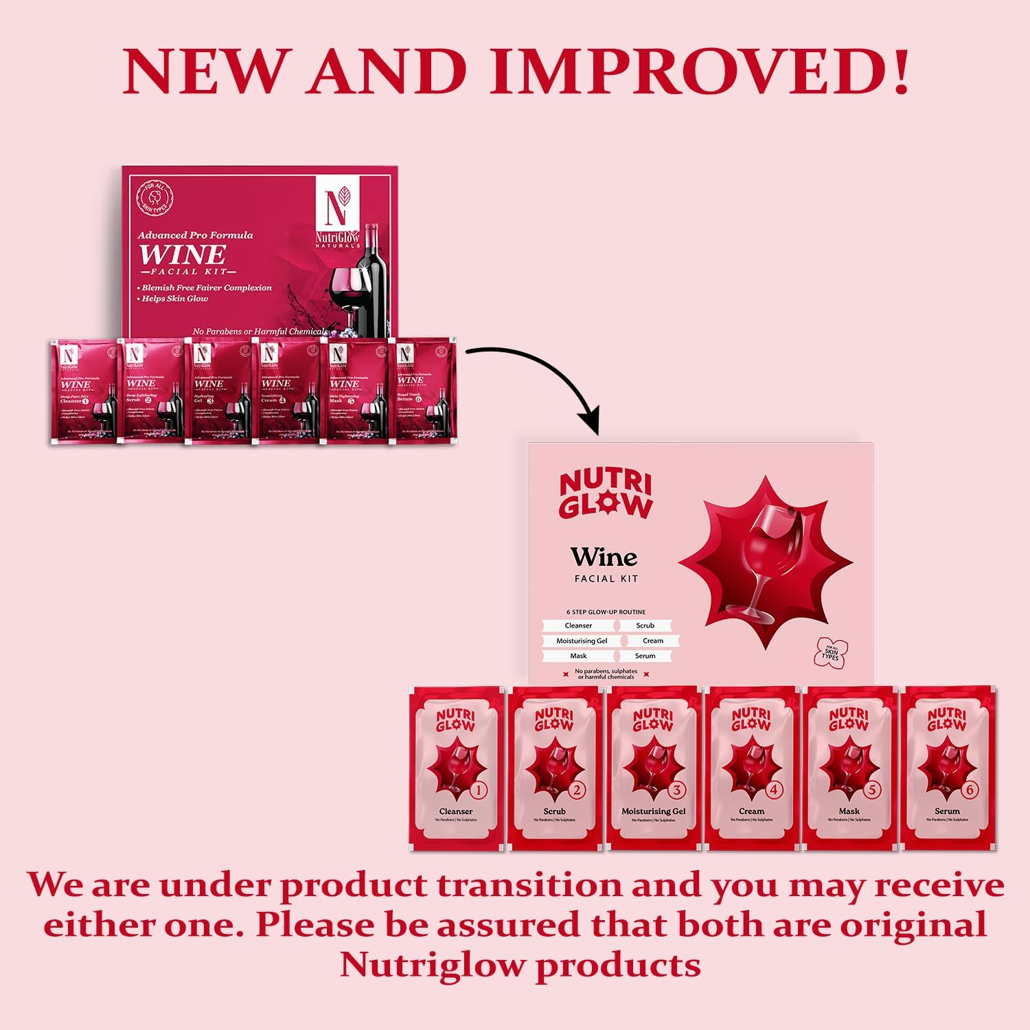 Nutriglow Natural'S Advanced Pro Formula Wine Facial Cleanup Kit for Glowing Skin |Blemish Free, Fairer Complexion| 10 Gm Each image number 1