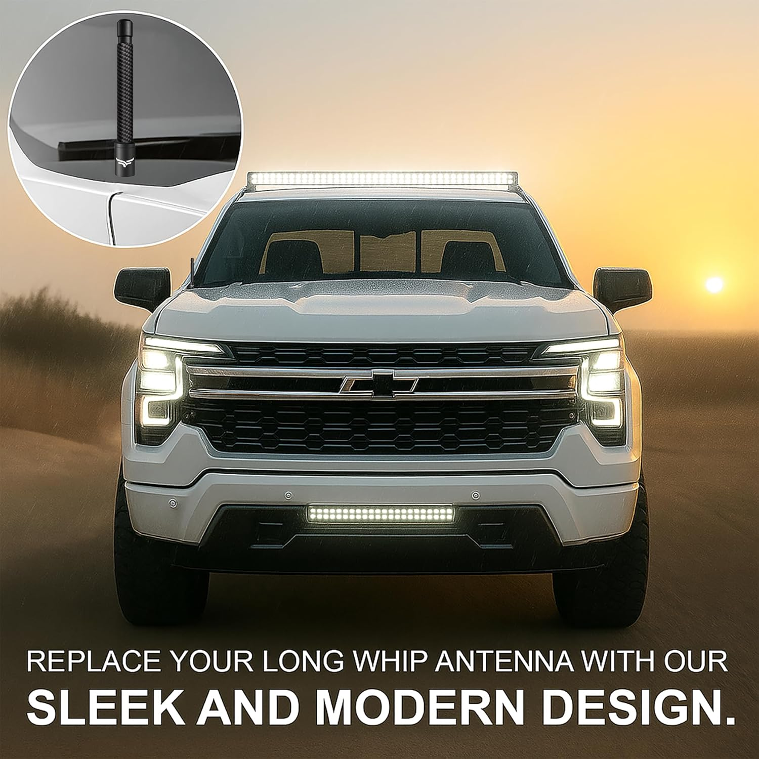 Ecoauto Truck Antenna for All Chevy & GMC Truck Model Years - Chevy Silverado 1500 Accessories (2014+) - Car Wash Safe Antenna for Truck - Chevy Colorado Accessories for Men - (5 Inch) image number 4