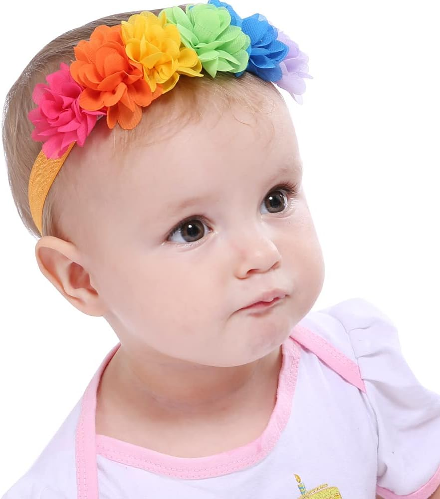 Rainbow Flower Headband Baby Girls Rainbow Floral Hair Band Flower Headwear BBG35 (A4) - A3 image number 5