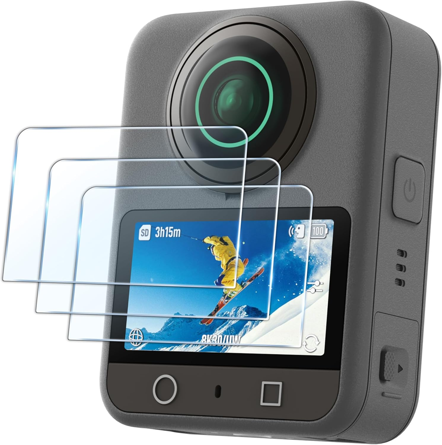 Fitstill Screen Protector 3 Set for DJI OSMO 360, Optictempered Glass 9H Hardness HD Anti-Fingerprint，Osmo 360 Accessories image number 5