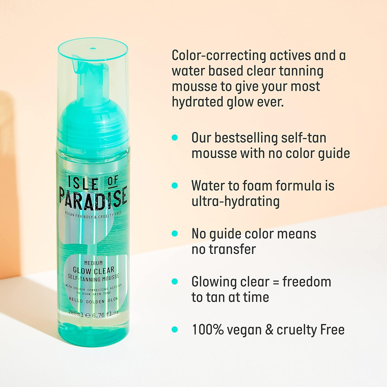 Isle of Paradise Self Tan Mousse, Medium (200 Ml) Glow Clear Self Tanning Foam, Natural Ingredients & Vegan (Packaging May Vary) image number 2