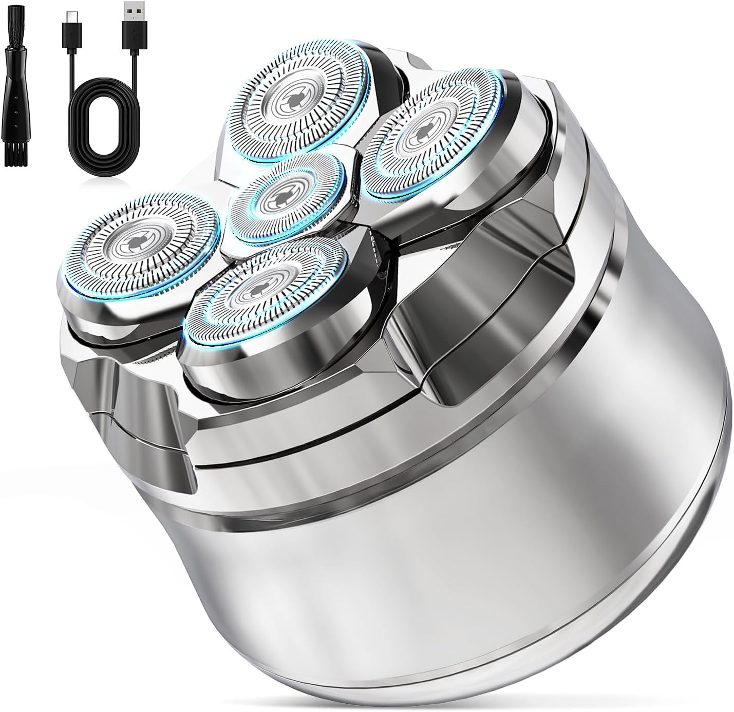 Luctry Head Shavers for Bald Men, Magnetic Electric Razor Hair Trimmer for Men Cordless Rechargeable Electric Shavers, 100% Waterproof Dry with Led Display,Compact Design&Smooth Shaving (Silvery White)