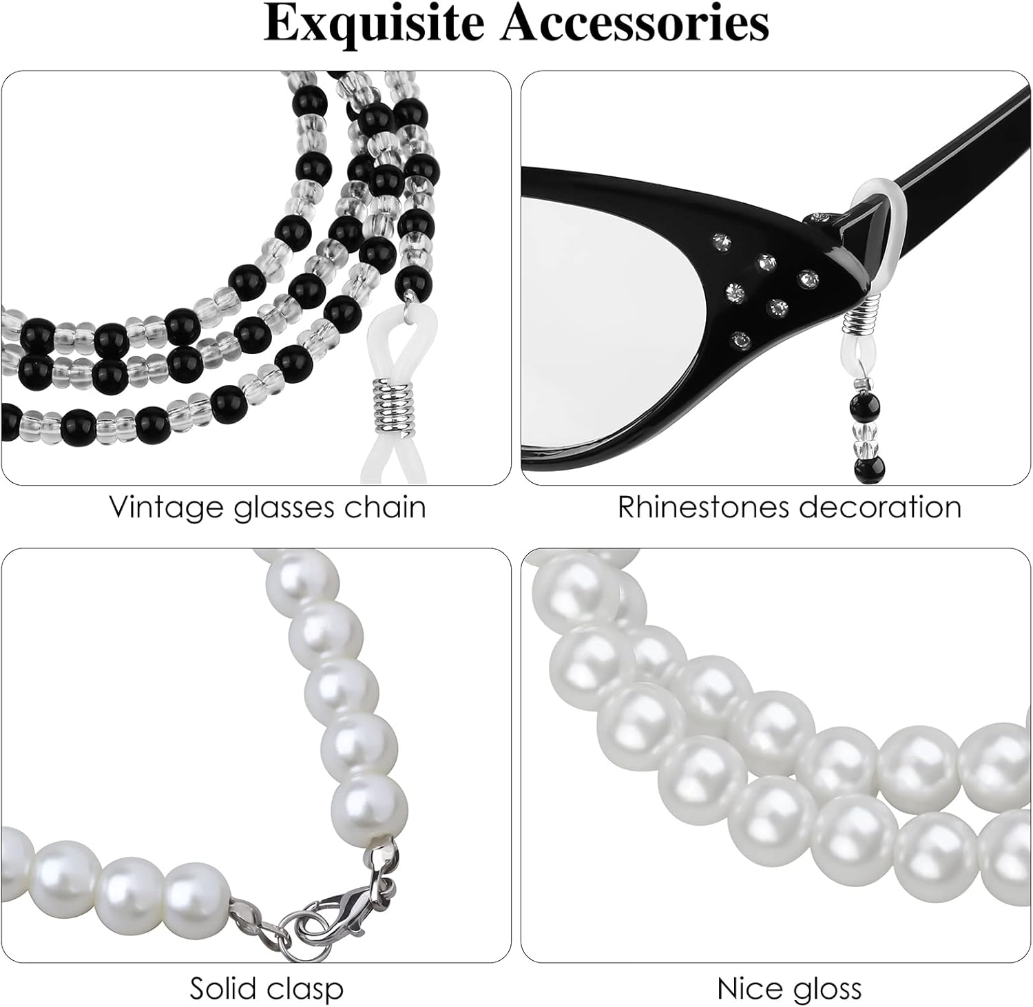 ADXCO 5 Pieces 100 Days of School Dark Gray Old Lady Wig Costume Cosplay Set Grandma Wig Granny Glasses Artificial Pearl Necklace Halloween Dress up Party image number 4