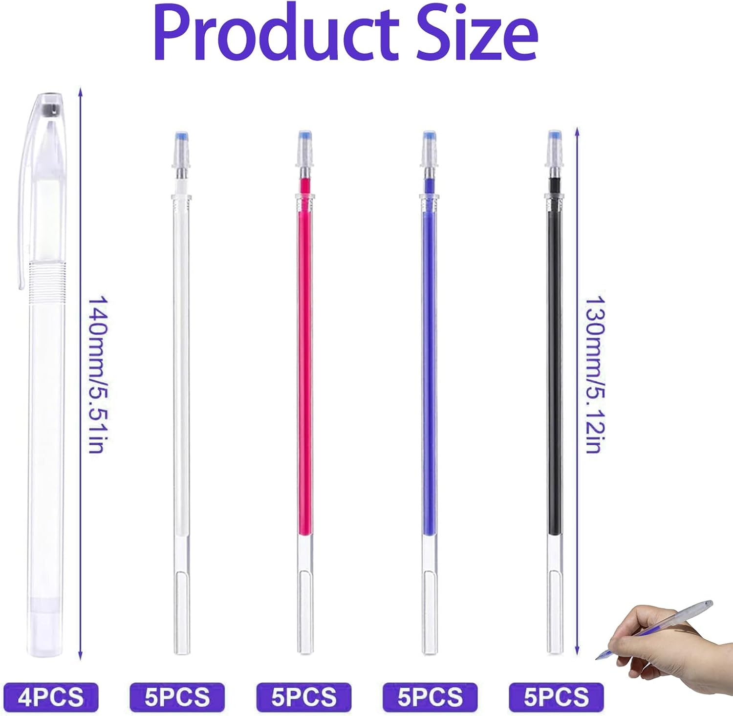 24 Pcs Heat Erase Fabric Pens, High-Temperature Vanishing Erasable Pens for Dressmaking Tailoring, Chalk Pen for Fabric Markers Tailors Quilters Dressmakers Sewing DIY Sewing Projects (4 Colors)