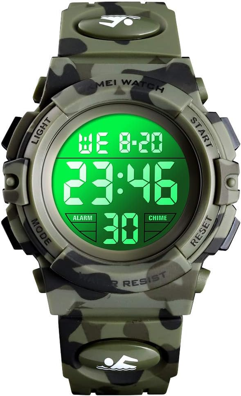Kids Watch Boy Multi Function 50M Sports Waterproof LED with Alarm Wrist Stopwatch 12H/24H Watches for Boy Girls Digital Children Watch