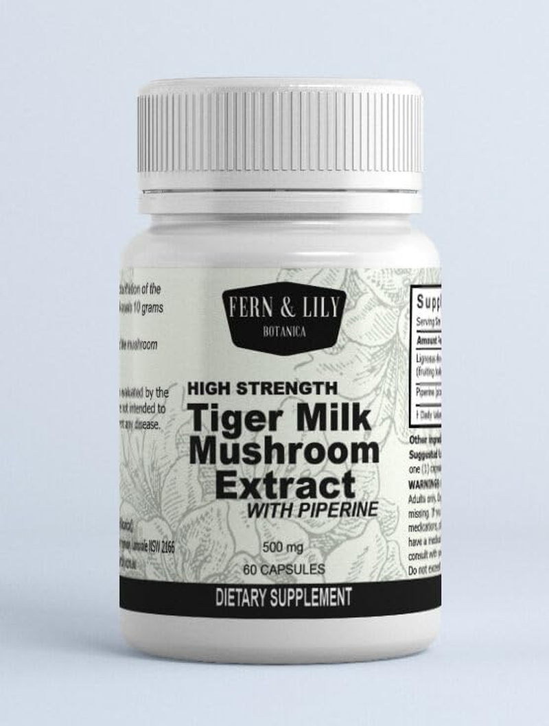 Fern & Lily - High Strength Tiger Milk Mushroom Extract with Piperine - 60 Capsules - 500Mg image number 1