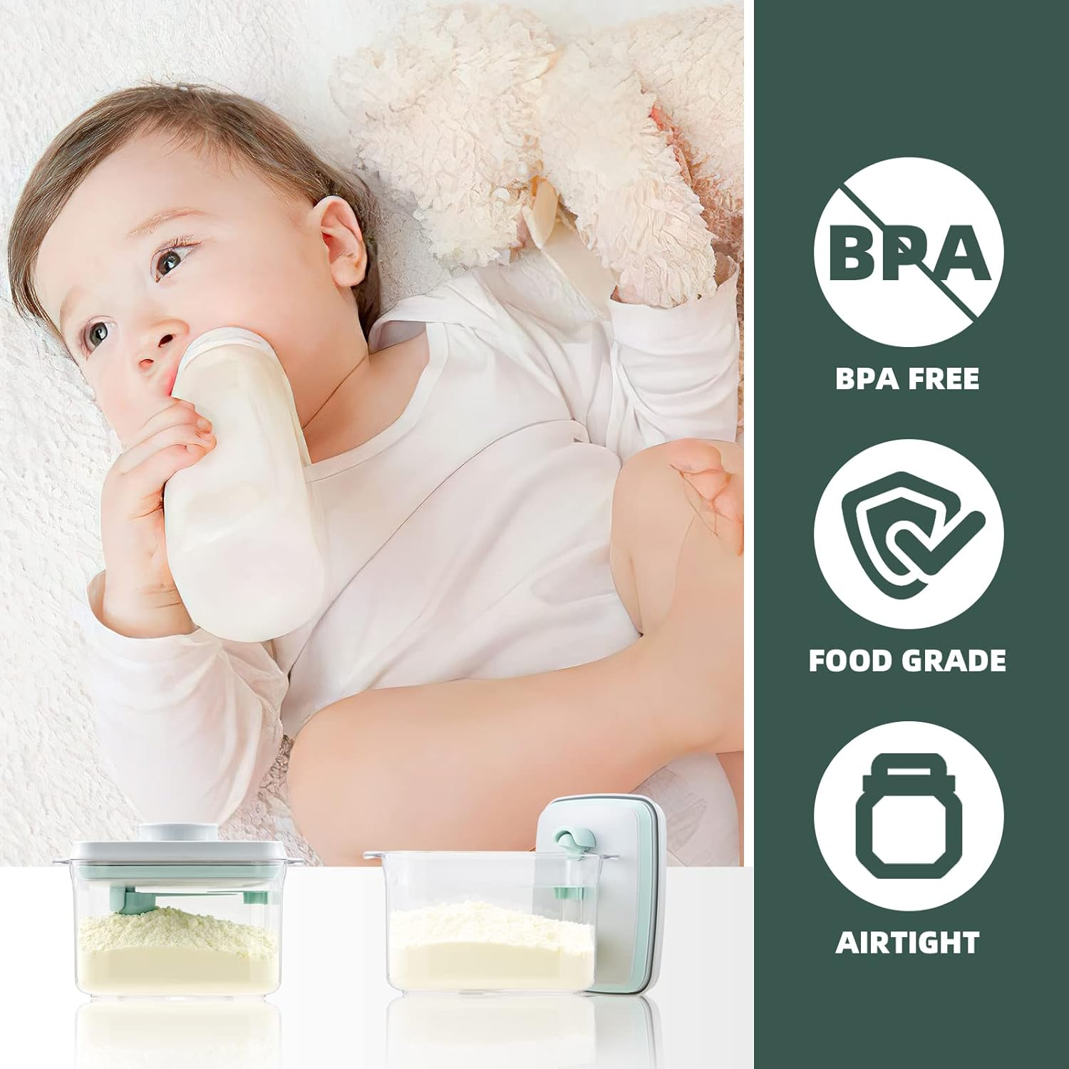 Tourdeus Formula Container - 1700Ml Pop Top Milk Powder Container, Bpa-Free Airtight Formula Dispenser with Scoop and Scraper, 21OZ, 1.32LB, 600G, Clear image number 3