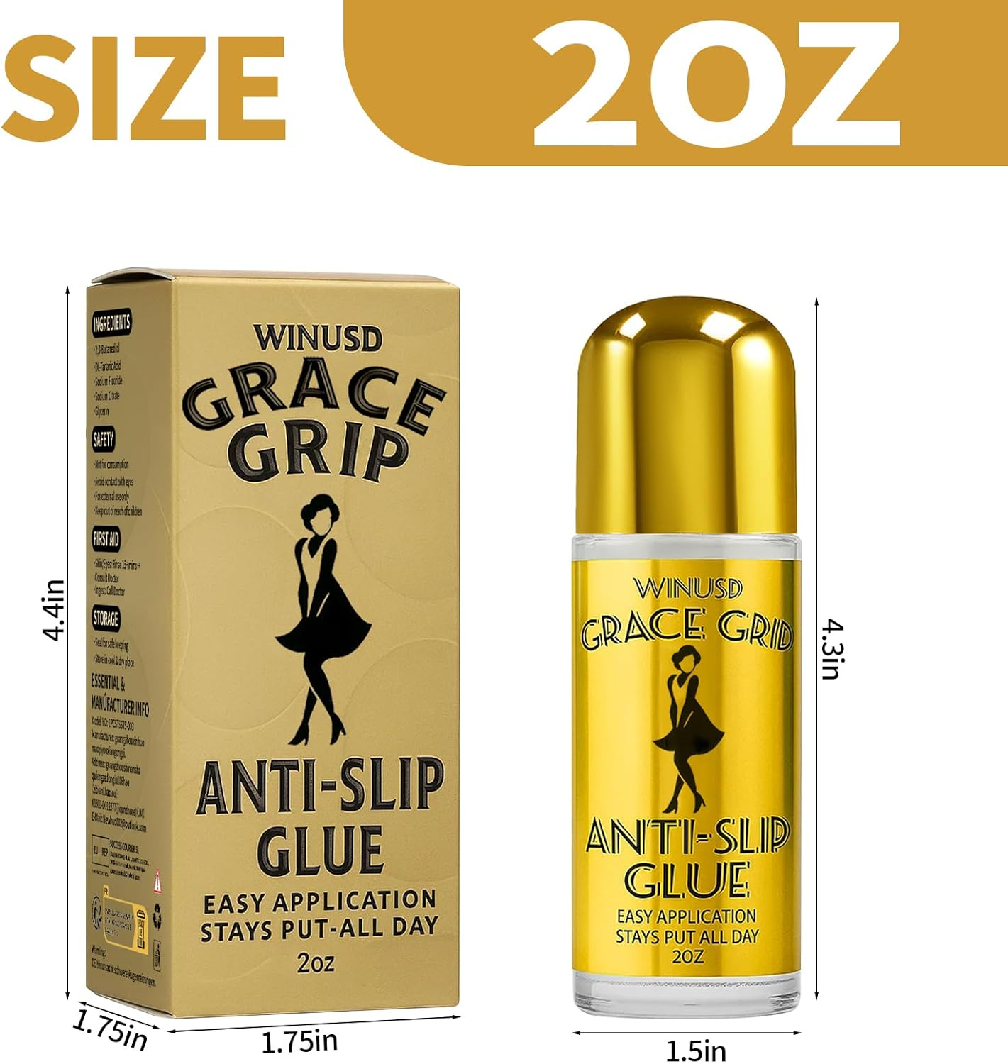 WINUSD Roll-On Body Adhesive for Skin & Clothing | Invisible Body Glue for Socks, Armsleeves, Stockings, Leotards, Bras, Wigs, Fashion & Dancewear - Sweat Resistant, Residue Free, Clear, 2Oz (1Pcs) image number 1