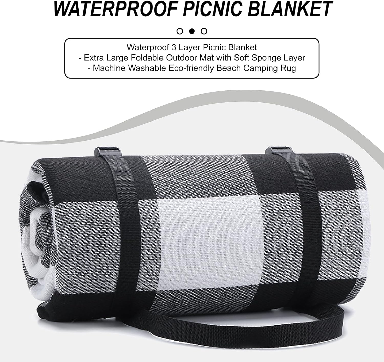 Clearnest Waterproof 3 Layer Picnic Blanket 2M X 2M - Extra Large Foldable Outdoor Mat with Soft Sponge Layer - Machine Washable Eco-Friendly Beach Camping Rug image number 1