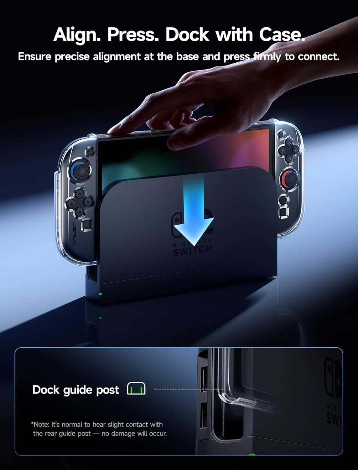 JSAUX Dockable Case for Nintendo Switch 2 2025, PC+TPU Grip Protective Cover for Switch2 Accessories, Clear Protective Case Compatible with Switch 2 Console & Joycon Controller, Split Design image number 3