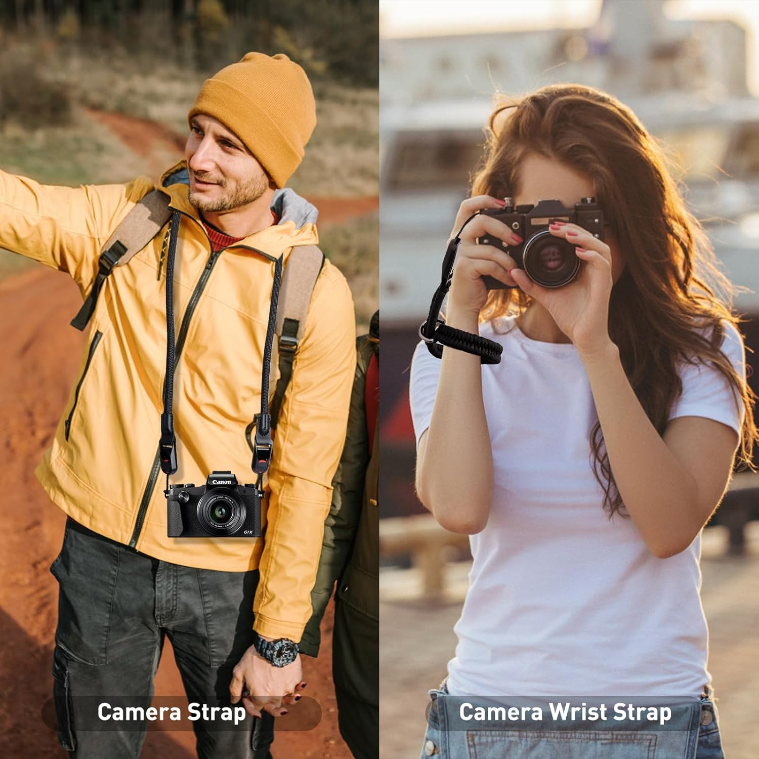 LURICO Camera Shoulder Strap with Wrist Strap, Camera Wrist Strap with 4 Quick Releases, Camera Wrist Strap for Various Wrists, Adjustable Camera Strap Shoulder Strap for DSLR Camera, Black, 110 image number 6