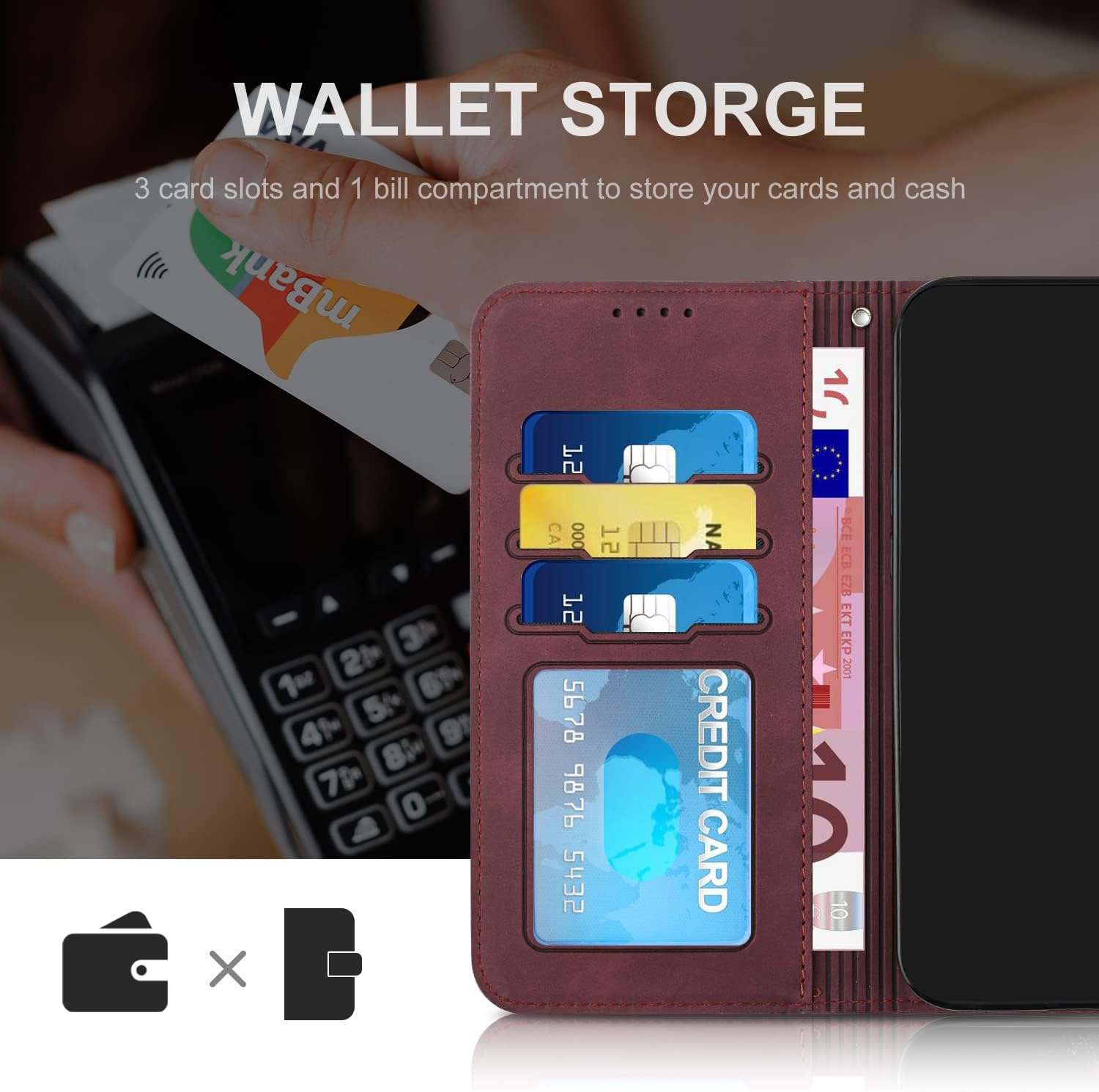 Aswant Mobile Phone Case for Motorola Edge 60 Fusion Leather Premium Flip Case Card Slot Magnetic Buckle Holder Protective Case for Motorola Edge 60 Fusion (Red)