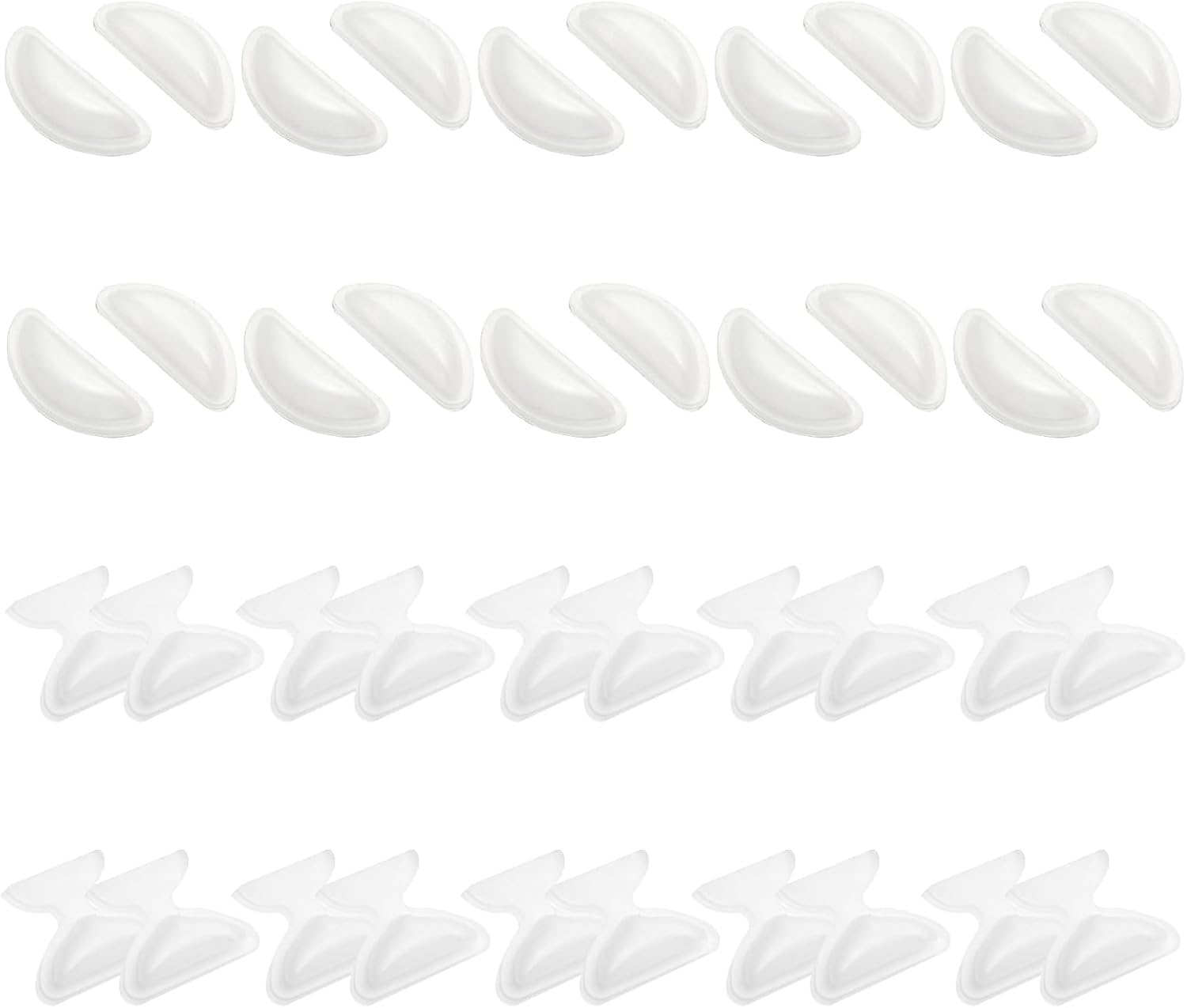 20 Pairs Eyeglass Nose Pads, Clear Silicone Anti-Slip Adhesive Nose Cushions for Glasses, Comfortable Fit for Sunglasses & Optical Frames (Includes 2 Styles)
