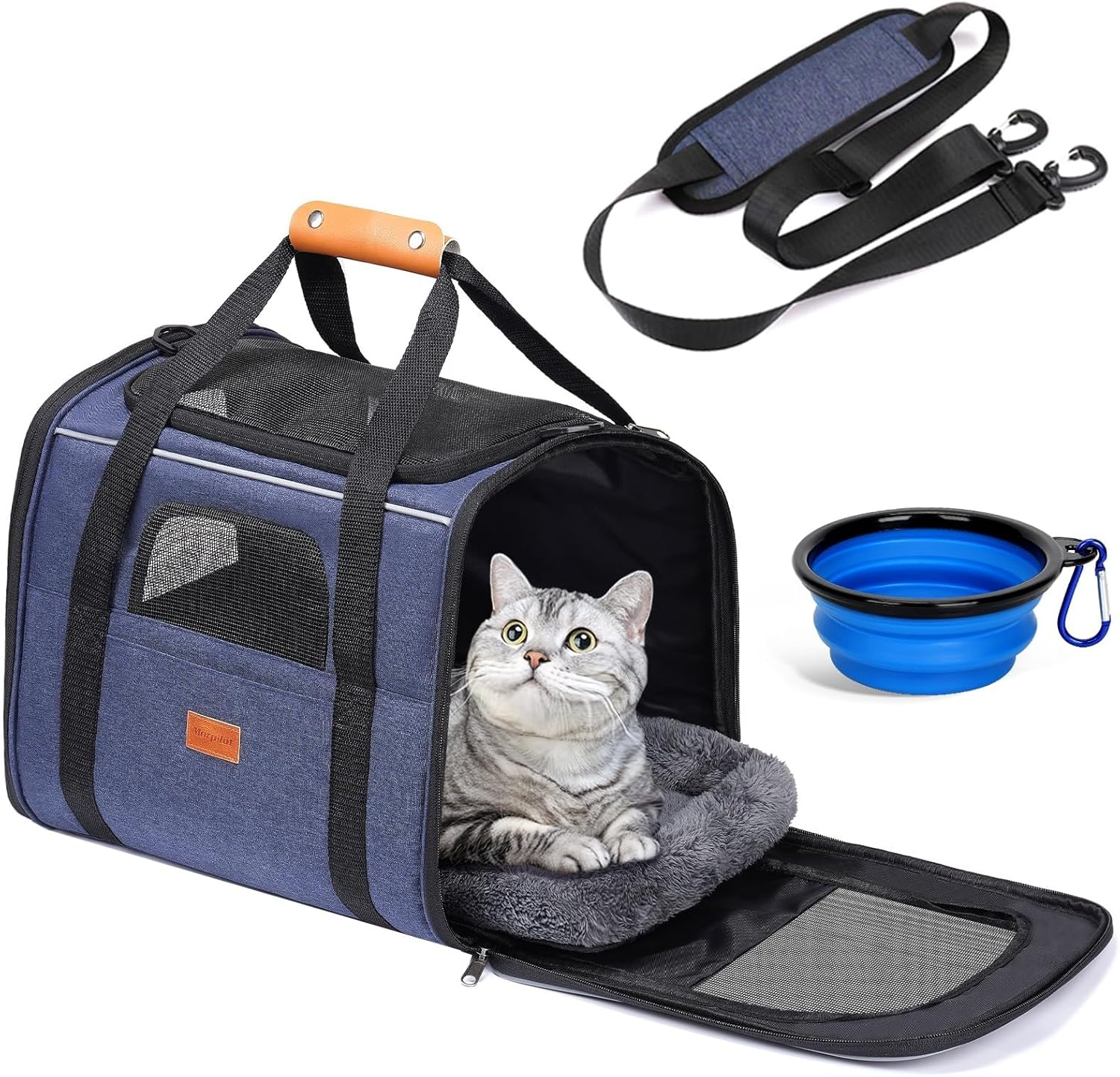 Morpilot Cat Carrier with Wheels Airline Approved, Pet Dog Carrier with Wheels for Small Dogs, Rolling Cat Carrier for Large Cats Puppy Stroller Detachable and Foldable Pet Travel Bag Dark Gray
