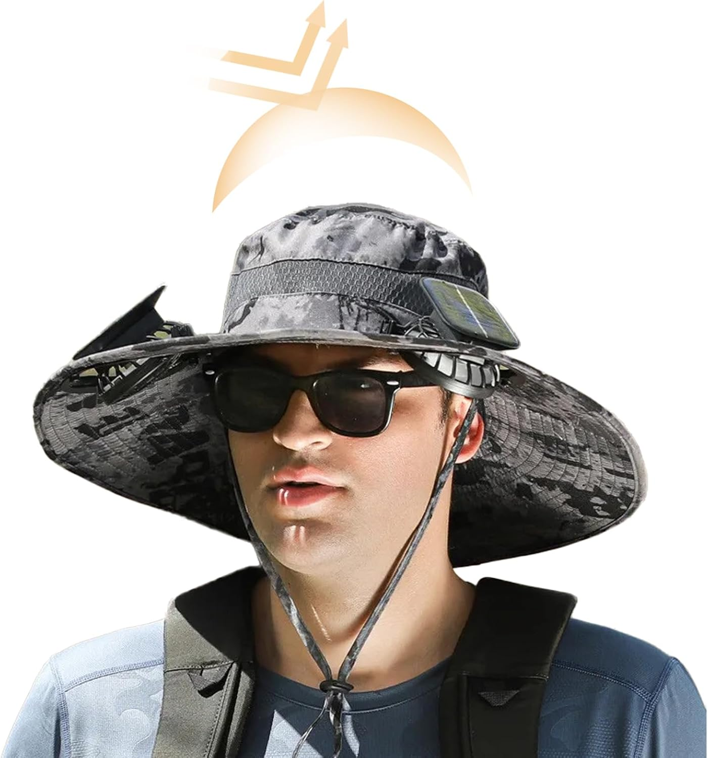 2026 New Solar Fan Hat with 2 Solar Fans, Outdoor Wide Brim Sun Hat UPF50+, Sun Bucket Hat for Men Women, Bucket Fishing & Beach Hat Built in Fan - Army Green image number 7