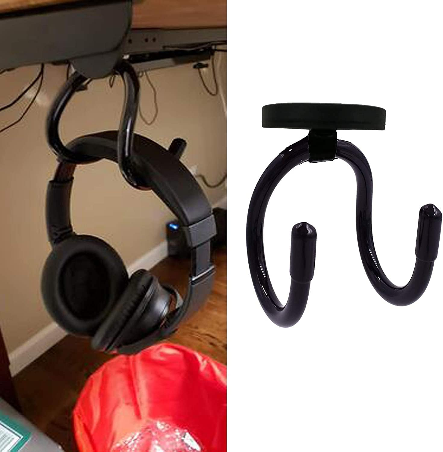 Magnetic Headphone Hanger Stand Mount PC Gaming Headset Headphone Hook, Adjustable Headset Holder - Two Installation Methods - for Computer/Gaming Headsets, Headphone - No Headset