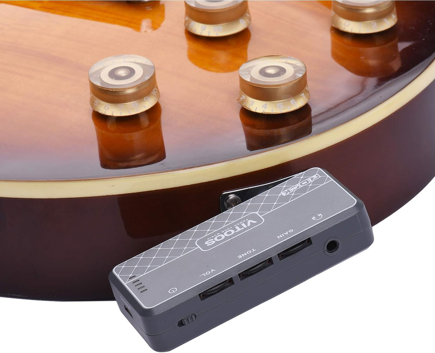 Rock Guitar Headphone Amplifier Amp 1/4 Inch Plug 3.5Mm Headphone Jack & Aux in with Gain Tone Volume Contorls Built-In Battery image number 6