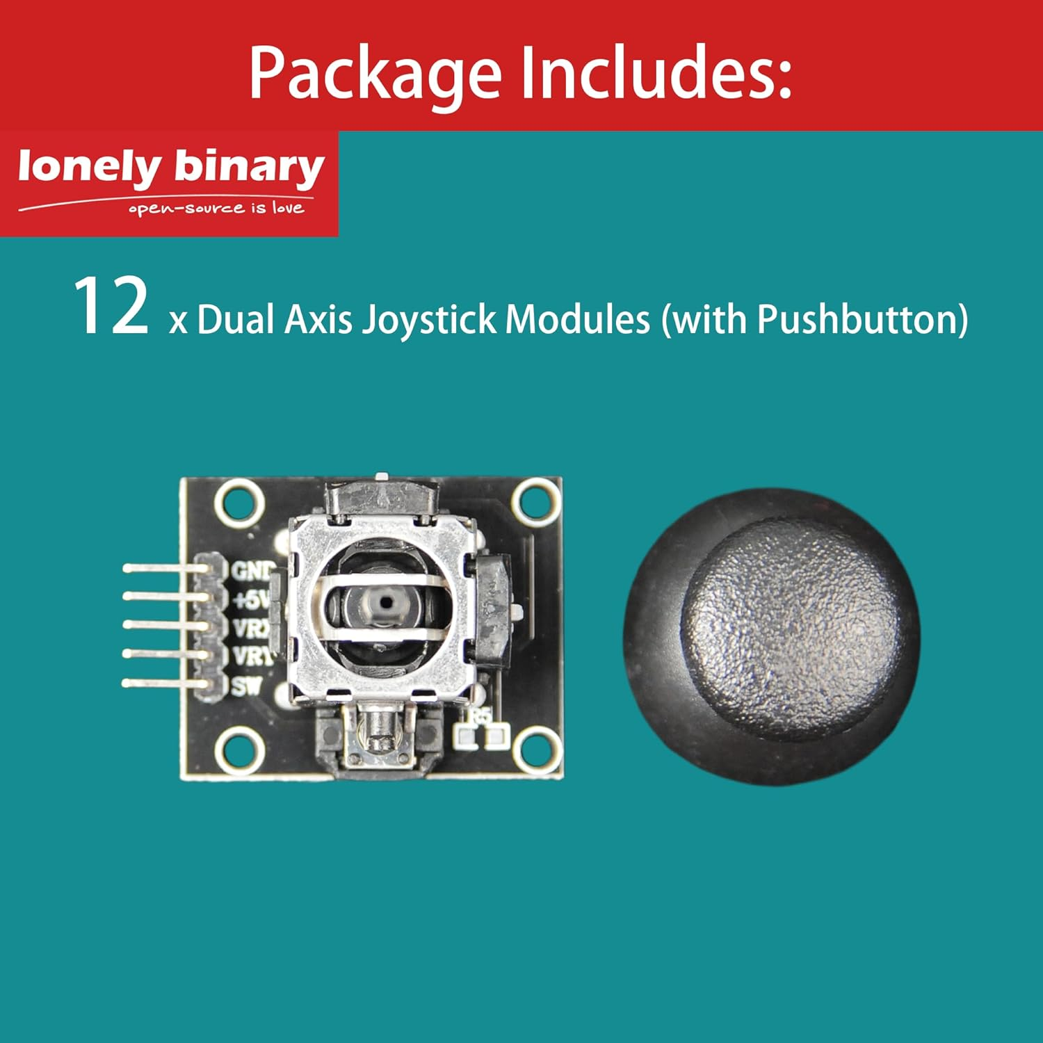 Lonely Binary 12-Pack Dual Axis Joystick Modules 2-Axis Analog with Pushbutton for Arduino, ESP32, Raspberry Pi Pico, Car, Robot Arm, DIY Projects image number 5