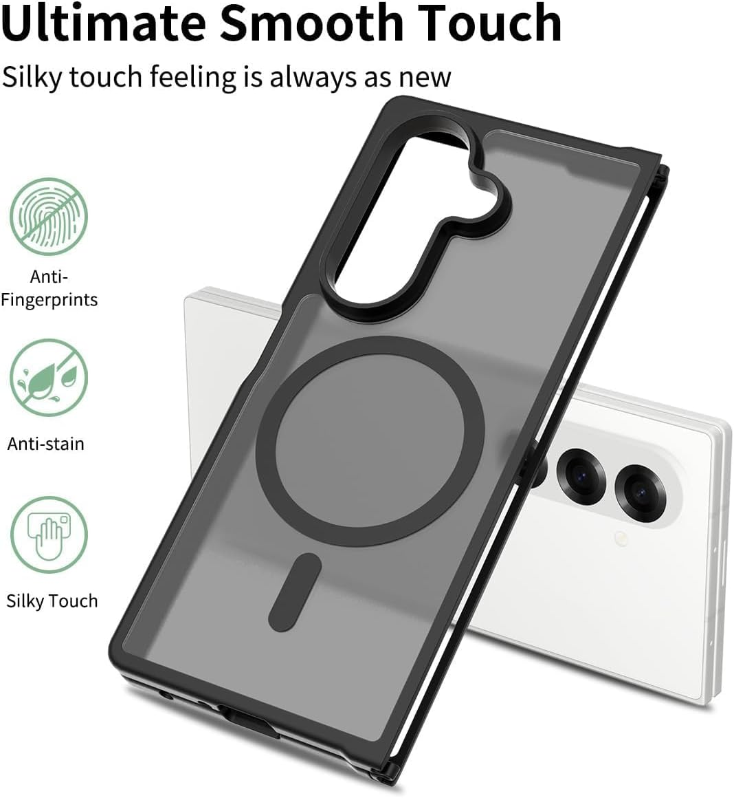 Case for Samsung Galaxy Fold 7: Magnetic Case for Samsung Galaxy Fold 7 (Compatible with Magsafe) - Anti-Yellowing Slim Thin Shockproof Hard PC with Camera Protection Phone Cover (Black) image number 6