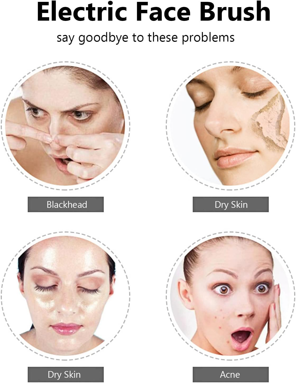 5 in 1 Electric Face Brush Facial Cleansing Brush Face Washing Device Handheld Facial Cleaner Battery Powered Makeup Removal Tool BBZY