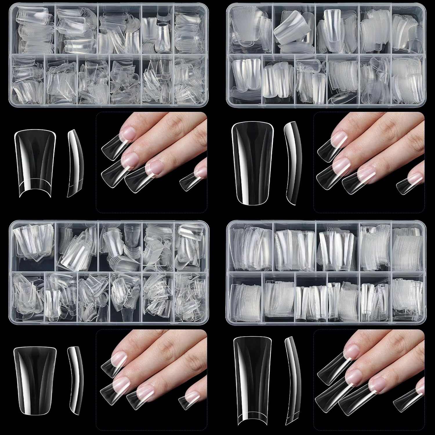 YIGZYCN 504X Duck Nail Tips Clear Nail Tips Half Cover False Nail Press on Nail Tips Curved Nail Tips Manicure Tools image number 1