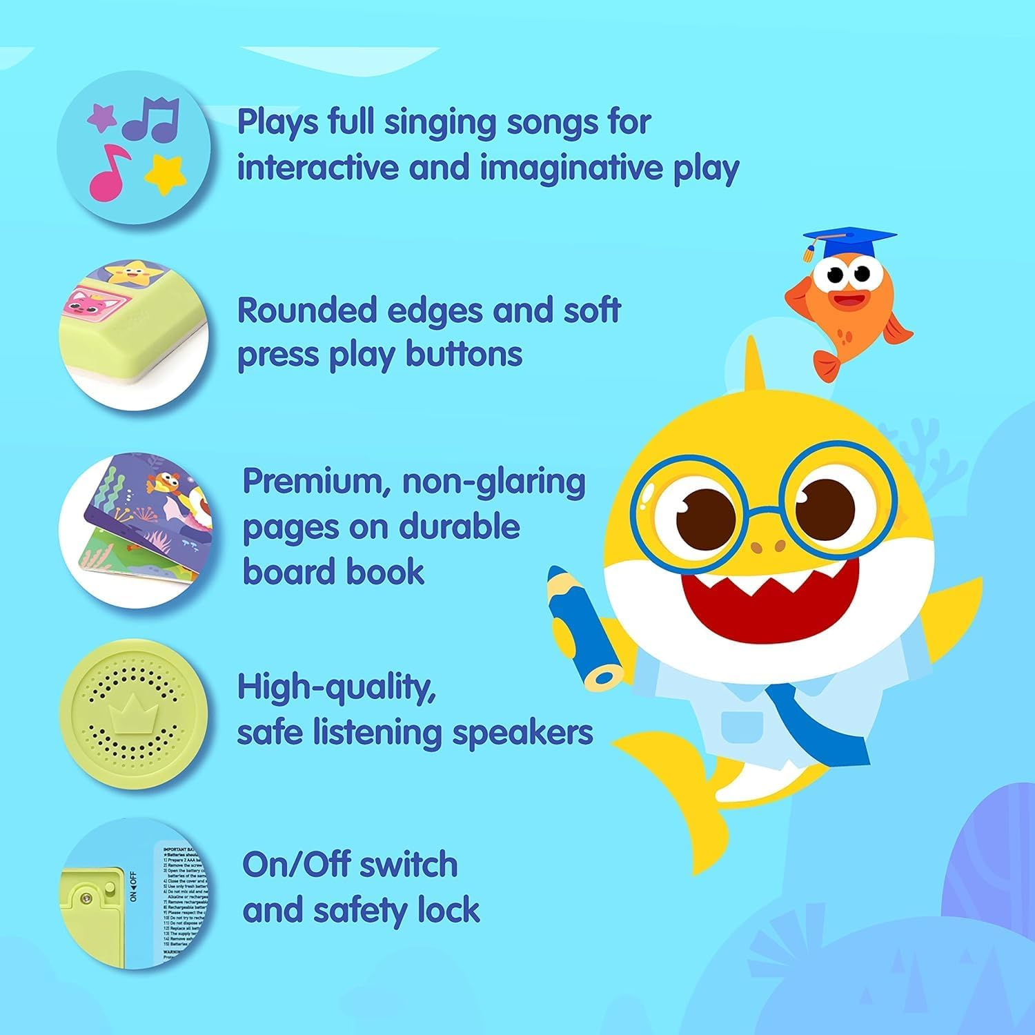 Baby Shark Sing-Alongs 10 Button Sound Book | Baby Shark Toys, Baby Shark Books | Learning & Education Toys | Interactive Baby Books for Toddlers 1-3 | Gifts for Boys & Girls image number 2