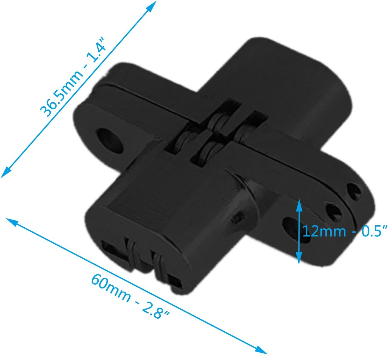 2Pair (4Pcs) 2-3/4" Black Hidden Hinges Stainless Steel Invisible Door Hinges Concealed Barrel Wooden Box image number 5